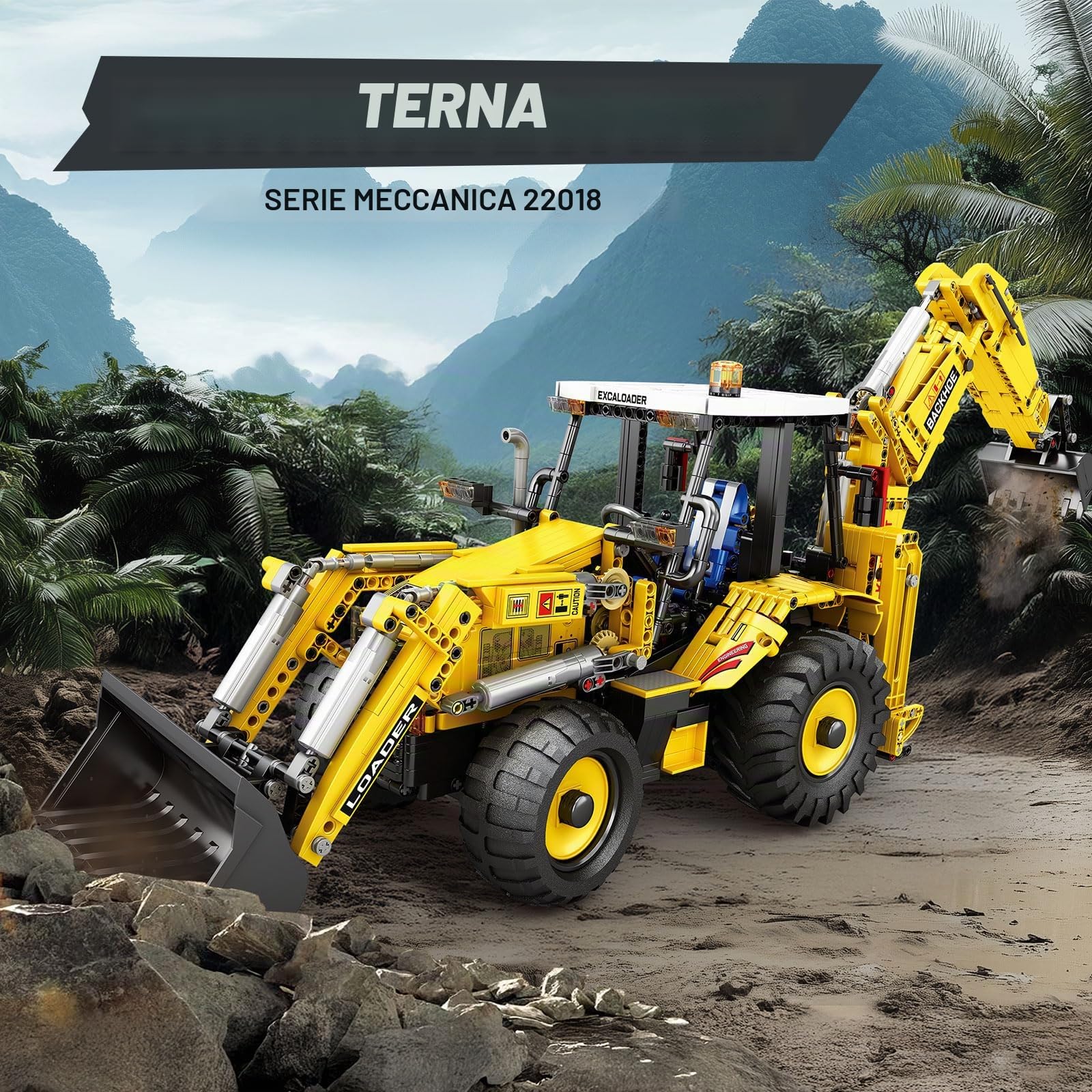 Reobrix Technik Set di costruzioni escavatore telecomandato per adulti, 22018 giocattoli da cantiere con bulldozer radiocomandato dotato di motore, set di mattoncini 2 in 1 con escavatore e bulldozer