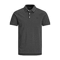 JACK & JONES Jjepaulos Polo Ss Noos Maglietta, Dark Grey Melange, Detail: Tonal, Black, Slim, M Uomo