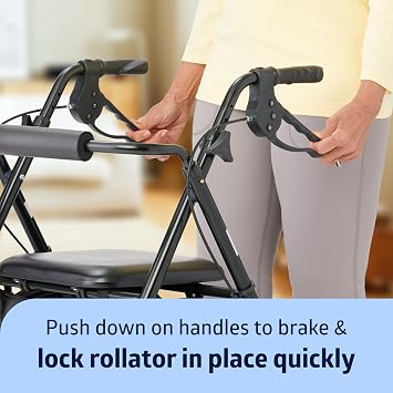 Medline Superlight Aluminum Rollator, Black - Ultra-Lightweight, Foldable & Durable Mobility Walker