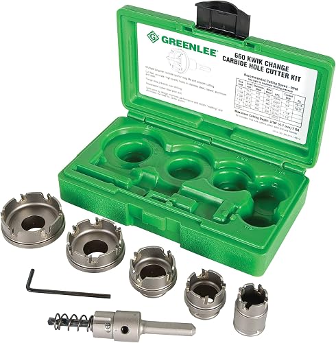 Greenlee 660 6-Piece Quick Change Carbide-Tipped Unfinished Hole Cutter Set, 7/8" - 2"