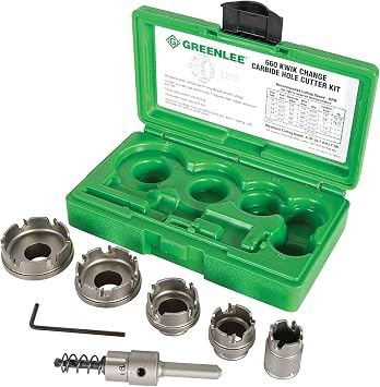 Greenlee 660 6-Piece Quick Change Carbide-Tipped Unfinished Hole Cutter Set, 7/8" - 2"