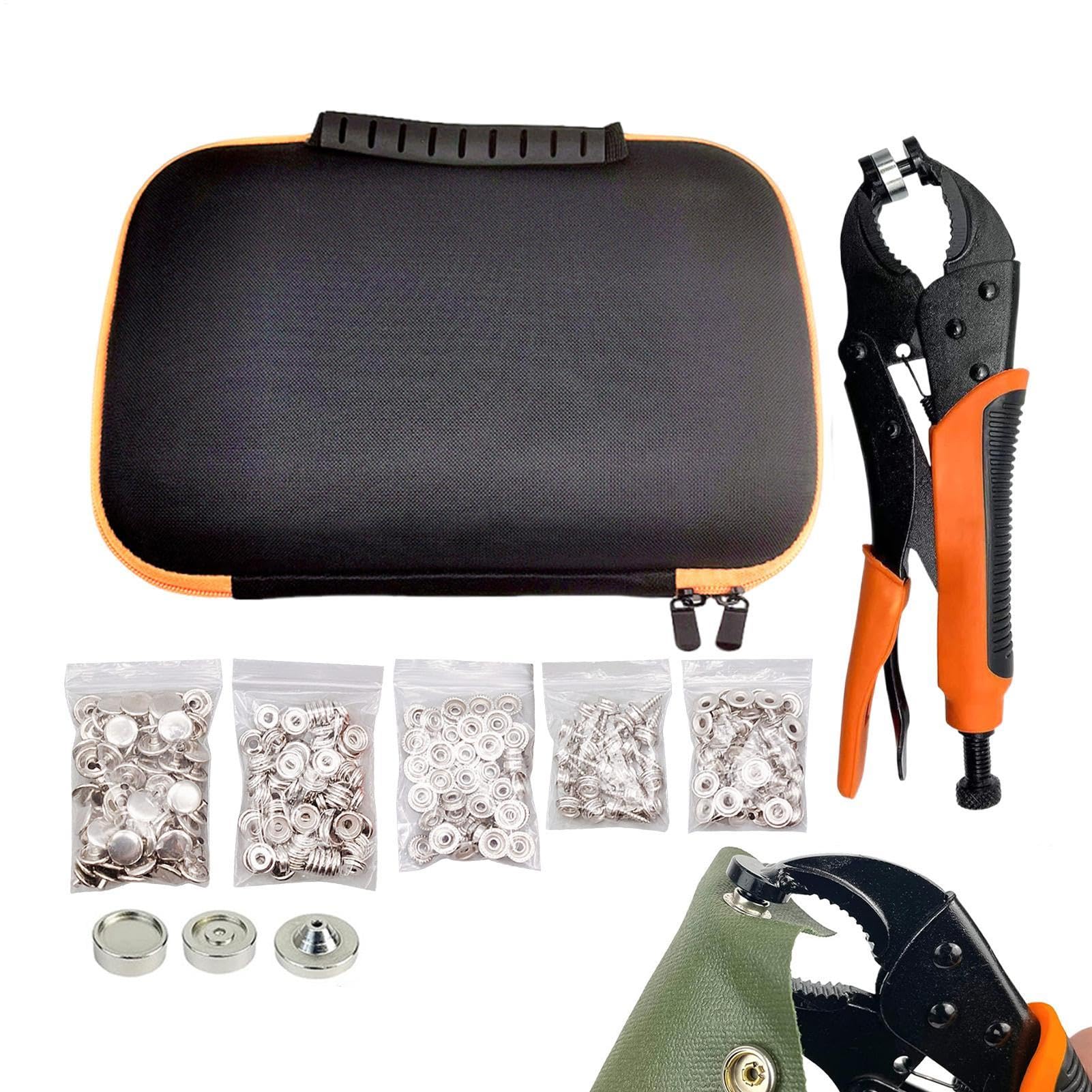 Kit Botones A Presión Resistente Portátil, con bolsa | Acero Inoxidable Para costura y reparación de ropa, cuero, bricolaje, botones de vaqueros, manualidades,