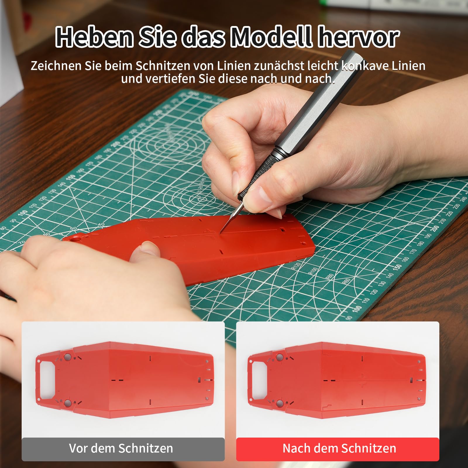 Modell Scriber, Line Scriber mit Wolframstahlklingen, Modell Scribing Tool für den Modellbau-Hobby, RG Scale Model, Gundam Model Kit, Kunststoff-Modelle, Harz GK geschnitzt (0,1 MM)