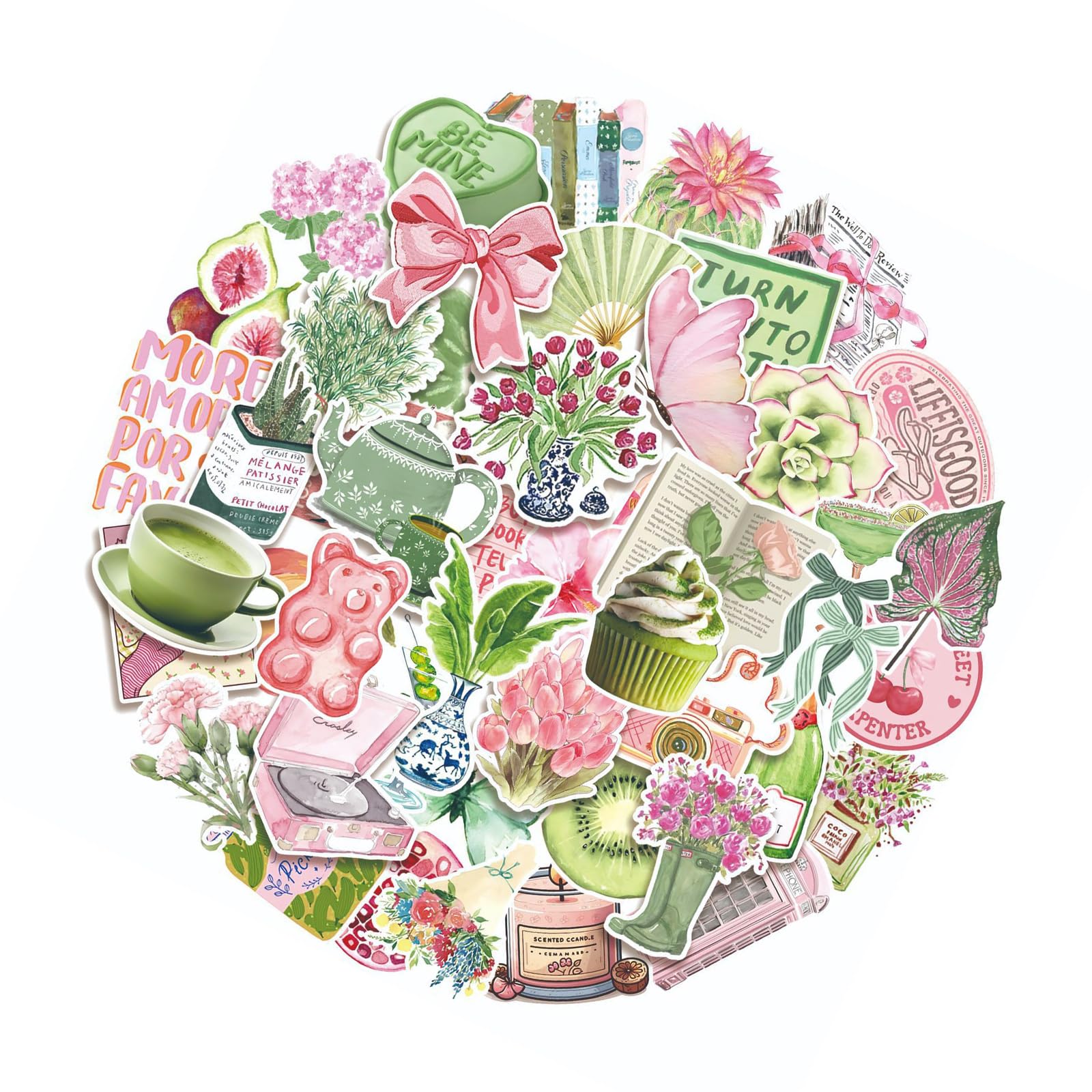 50Pcs Decorative Sticker Scrapbooking Sticker for Scrapbooking Journal Notebook Laptop Guitar Phone Cover Decoration Aesthetic