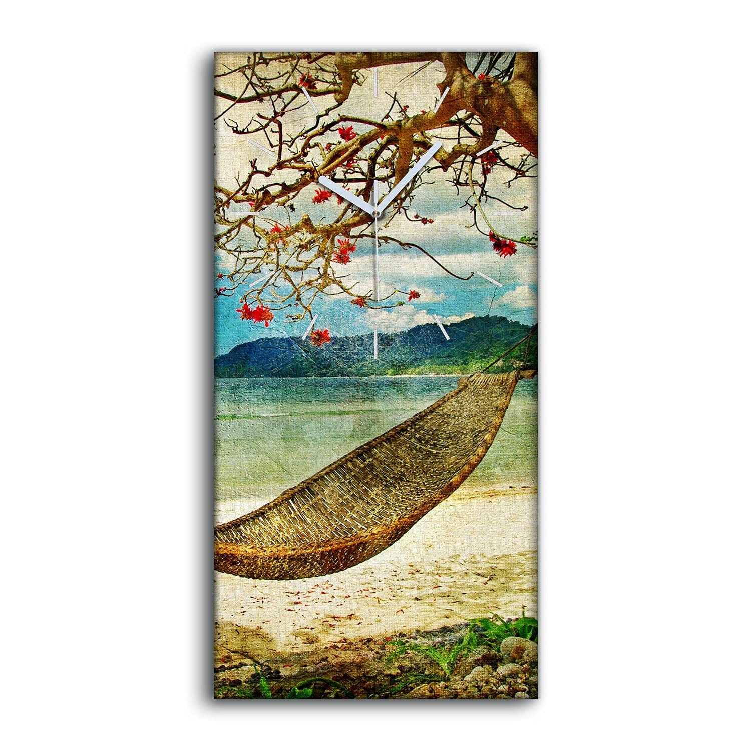 Horloge sur Toile Silencieuse 30x60cm sans Tic-Tac pour un Sommeil Paisible en Chambre
