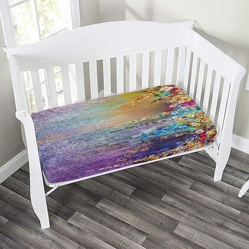 Miniatura 10 de Sábana bajera decorativa para cuna, de microfibra ajustable en acuarela, para bebés y niños pequeños, 28 x 52 pulgadas, estampado floral de Pascua