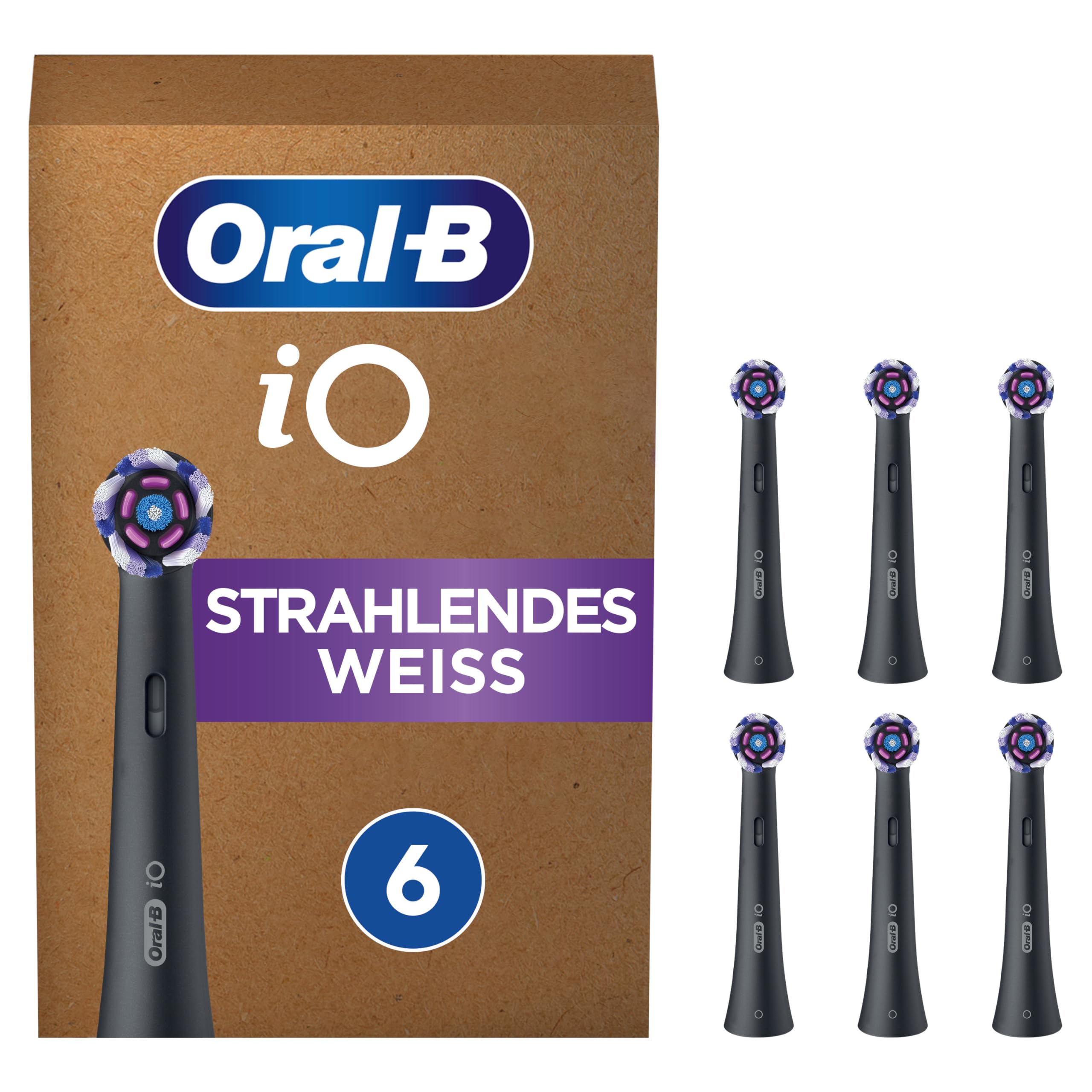 Oral-B iO Strahlendes Weiss Aufsteckbürsten für elektrische Zahnbürste, 6 Stück, aufhellende Zahnreinigung…
