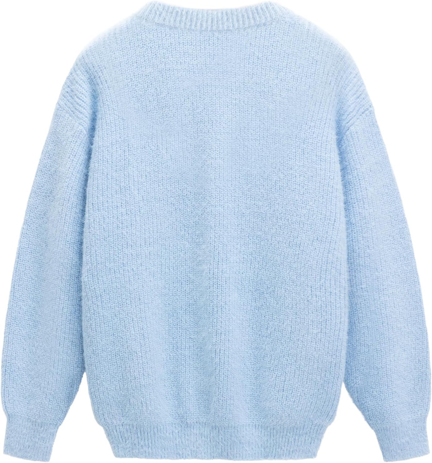 Aelfric Eden Oversized Sweaters Mohair Furry Sweater Crewneck Knit Casual Soft Pullover 2024 Trendy Outfits - Image 3