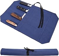 Vista 6 de HERSENT Bolsa de rollo para cuchillos de chef, portátil de viaje, bolsa de almacenamiento para cuchillos con 4 ranuras, el mejor regalo
