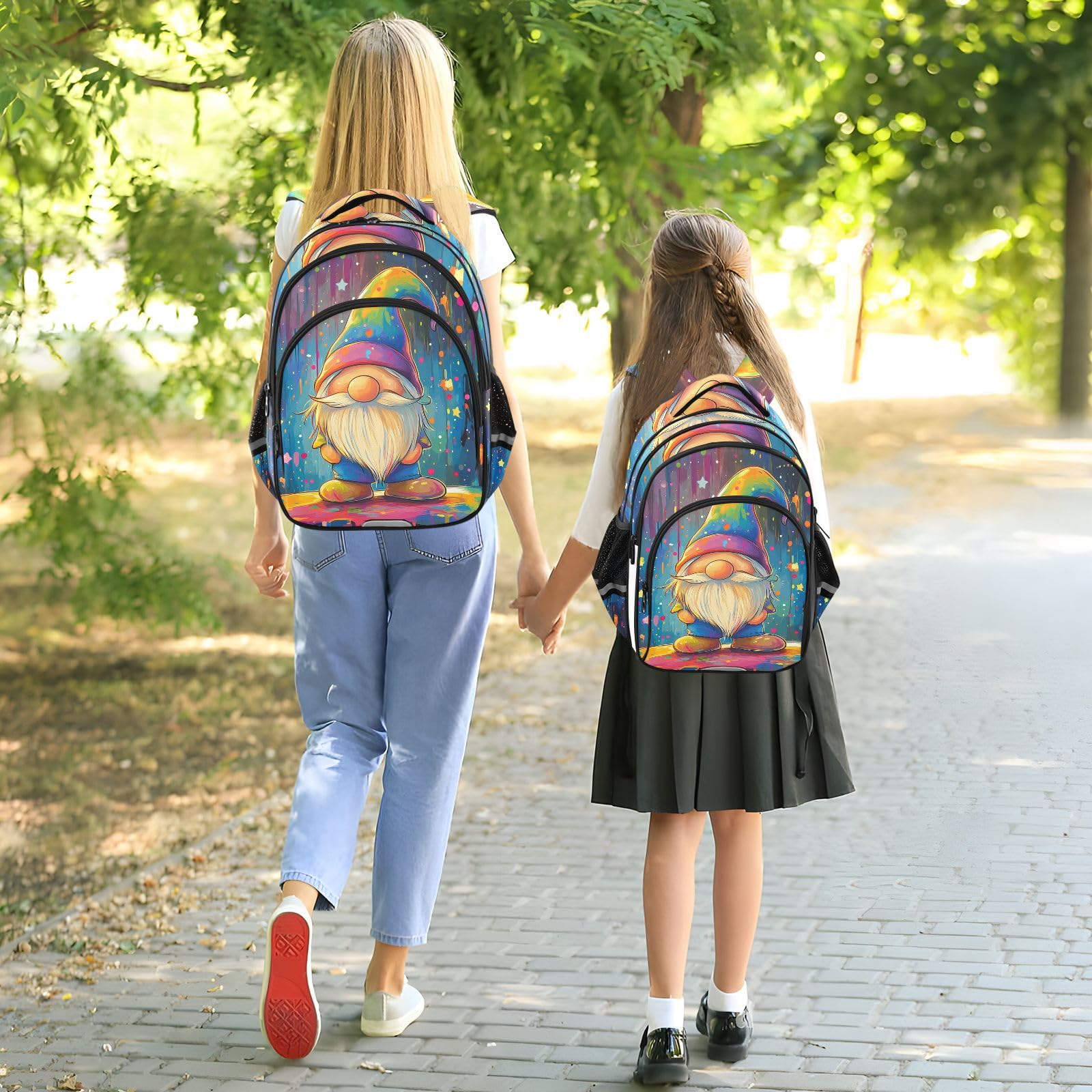 KLL Czysty design plecak dla nastolatek torba przedszkolna nastolatek chłopcy codzienny plecak na ramię sztuka krasnal kolorowa kapiąca sztuka