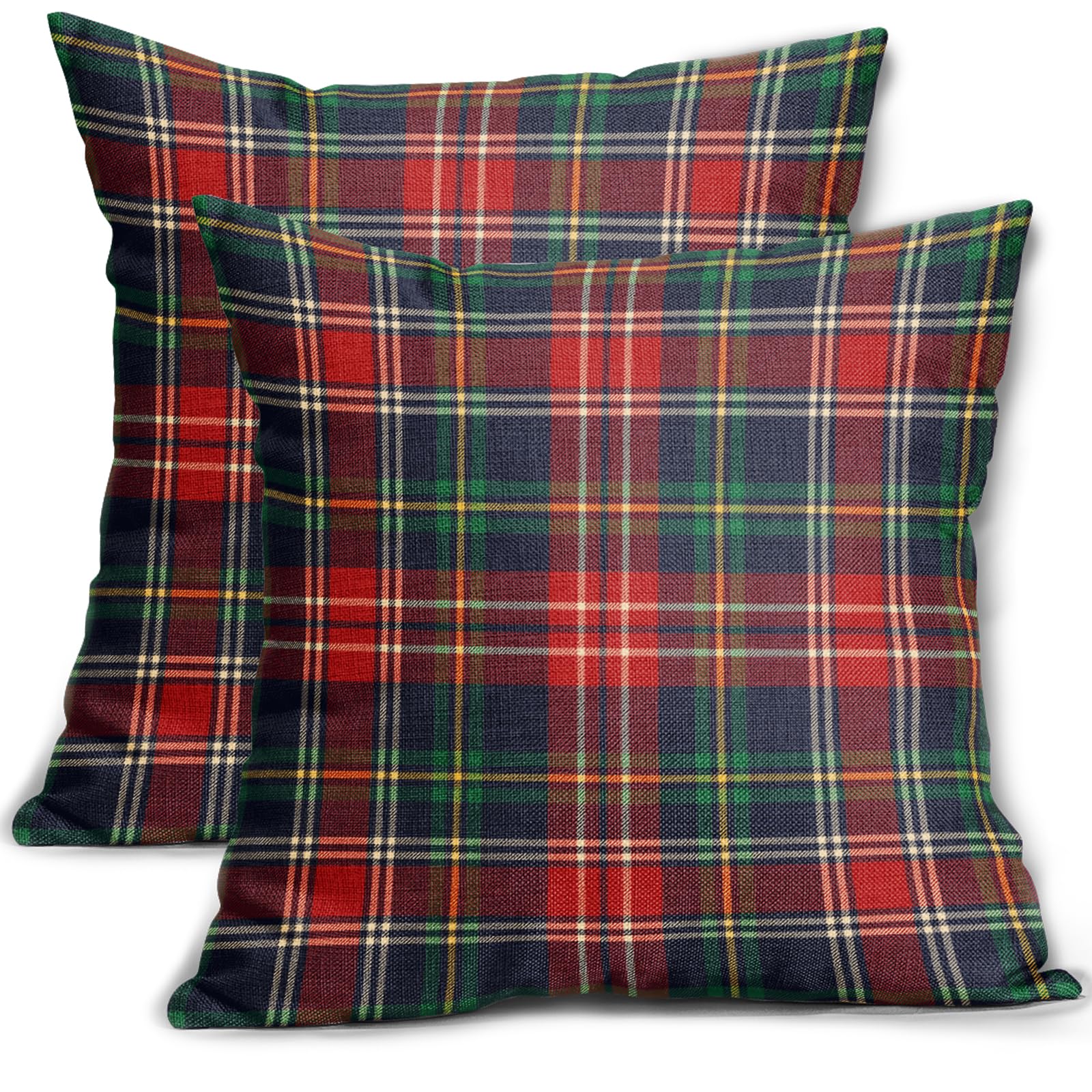 Set Of 4 Christmas Pillow Covers - Red Buffalo Check Farmhouse Style For Sofa Decor