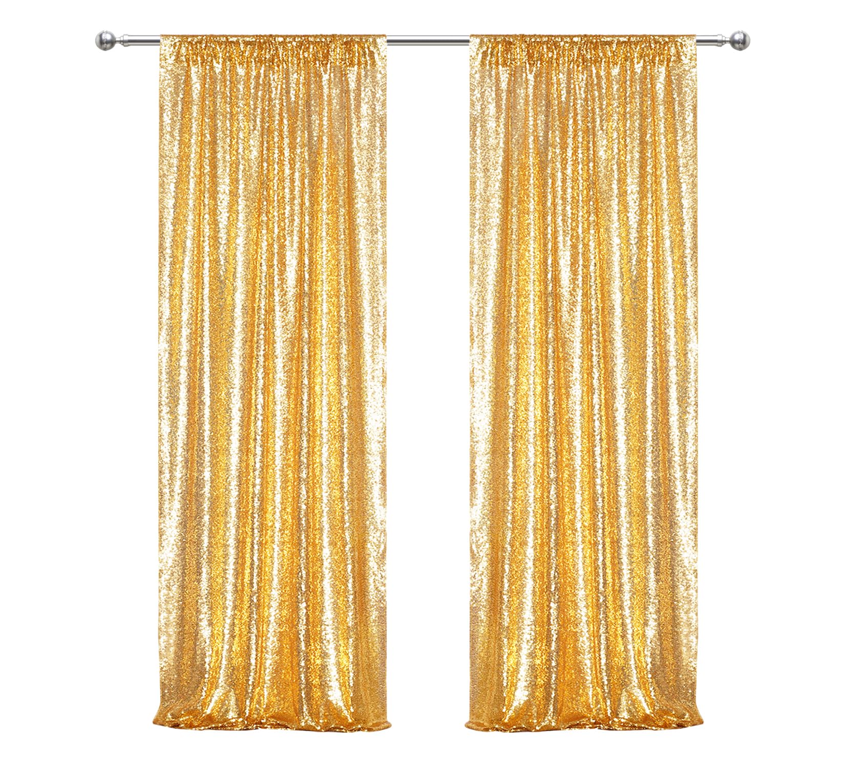 Juya Delight - Tenda per sfondo fotografico con paillettes, 0,6 x 2,4 m, 2 pezzi, colore: Oro
