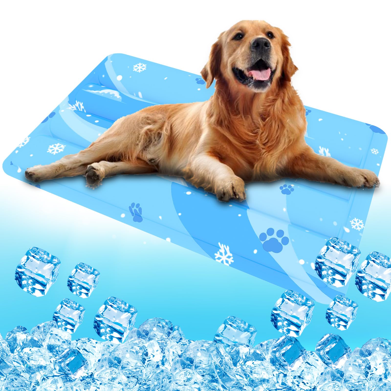 Aisuowa Alfombra Refrigerante para Perros y Gatos, Tamaño Grande Manta refrescante, Cama de Gel No Tóxico, Almohadilla Ideal para Verano (60 * 100)