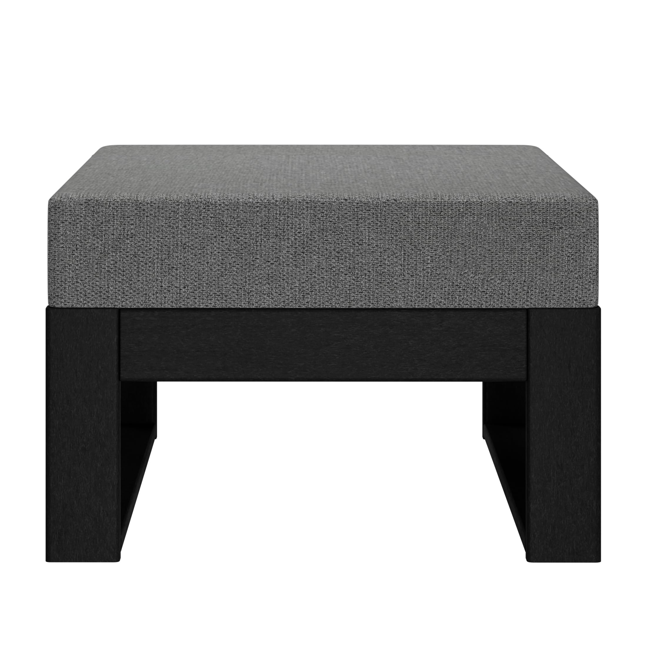 WestinTrends Montara Outdoor HDPE Patio Ottoman with Waterproof Olefin Cushions, Gray