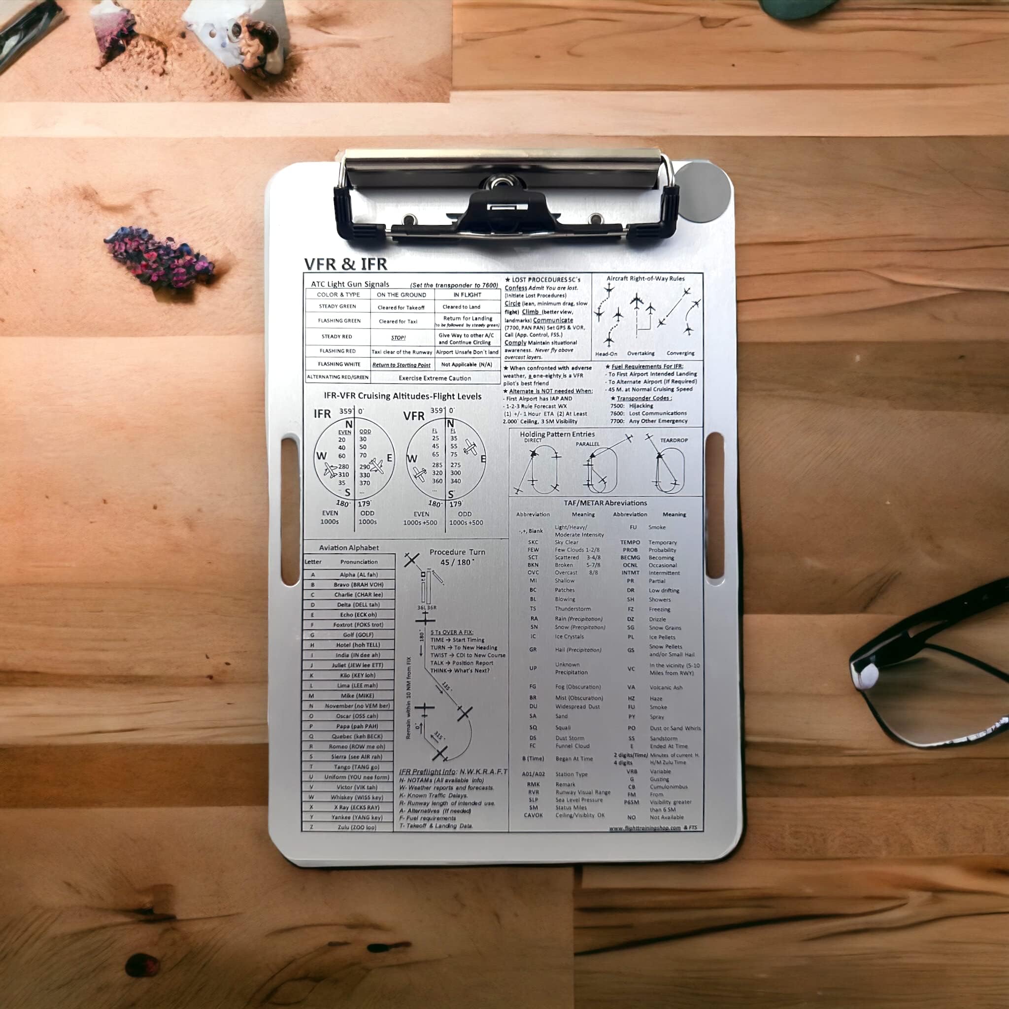 Performore Pilot Kneeboard – Comprend Un Presse-papier, Une Sangle De