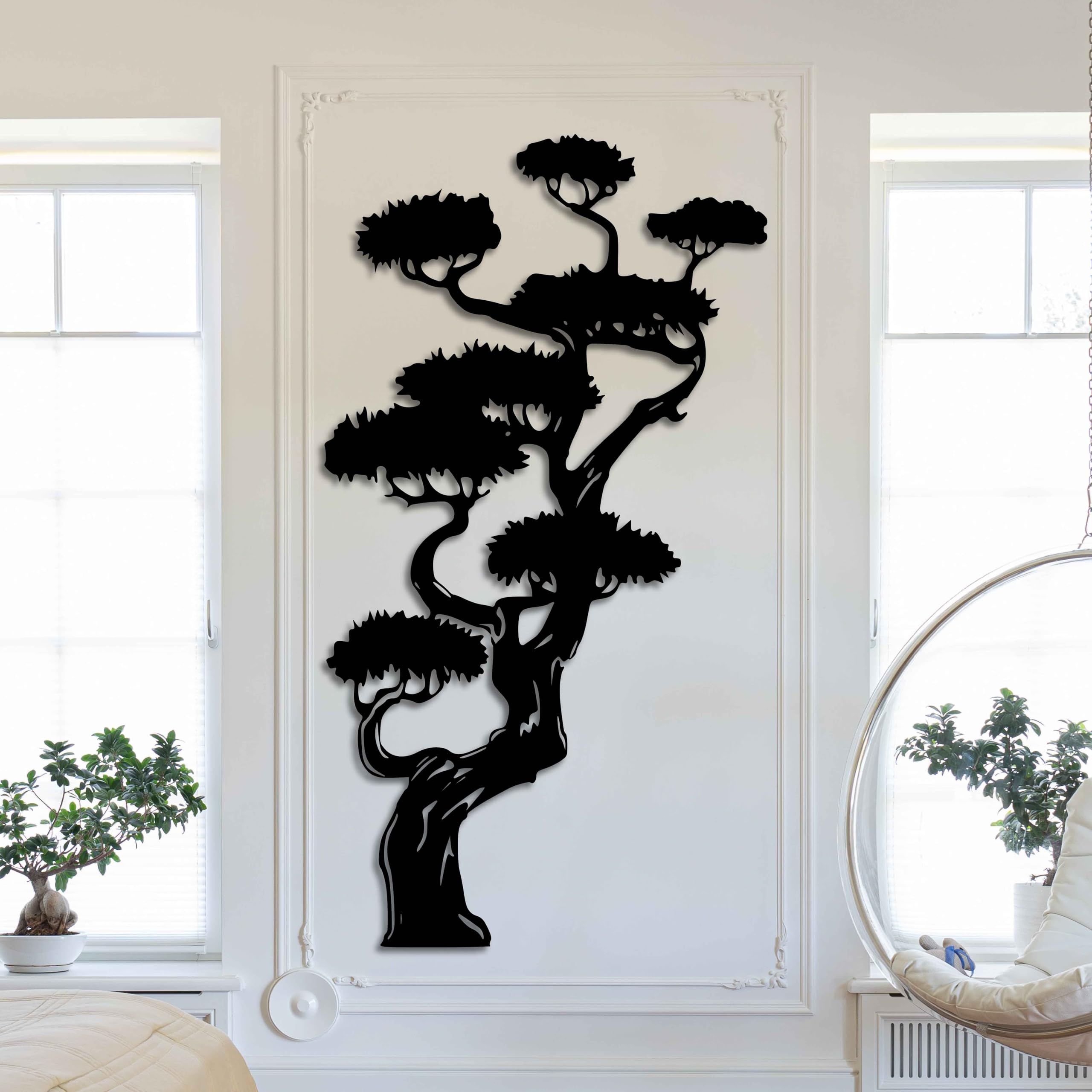 KAWA METALWORKS Decoración de pared extra grande de árbol de metal, arte de pared de árbol bonsái de metal para interior y exterior, regalo de inauguración para amantes de la naturaleza, diseño de