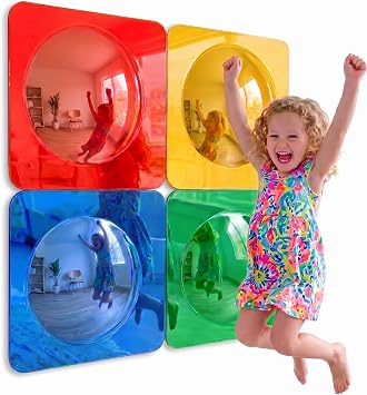 4PCS Sensory Bubble Mirrors for Kids, Autism Room Must Haves | Visual Stimulation Calming Corner Decor, Shatterproof Mirror for Kids, Gifts for Autistic Girls & Boys, 10 10 Inch