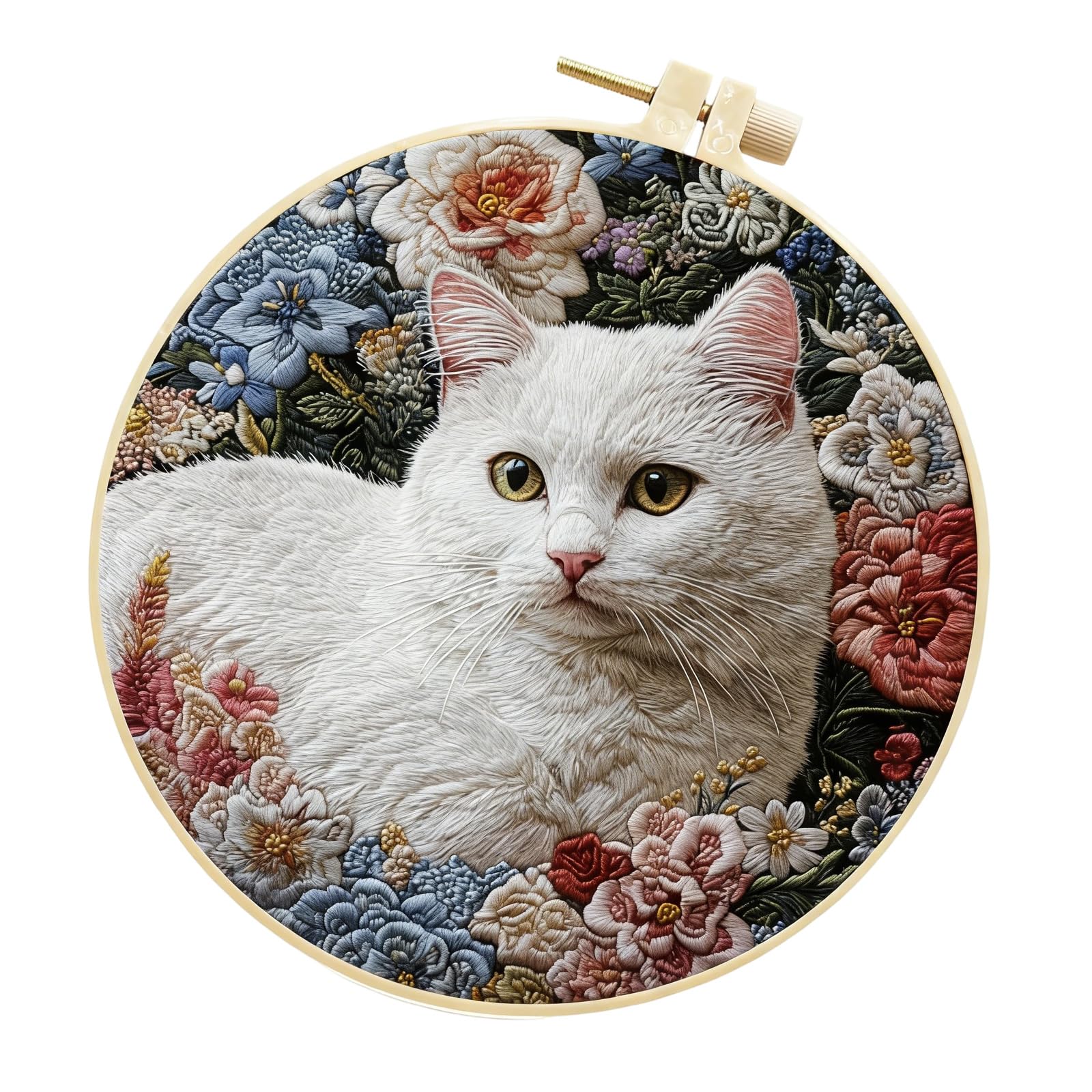 Piceioep Cats Embroidery Set with Detailed Instructions and Cotton Linen Materials for Creative Craft Home Decoration Embroidery