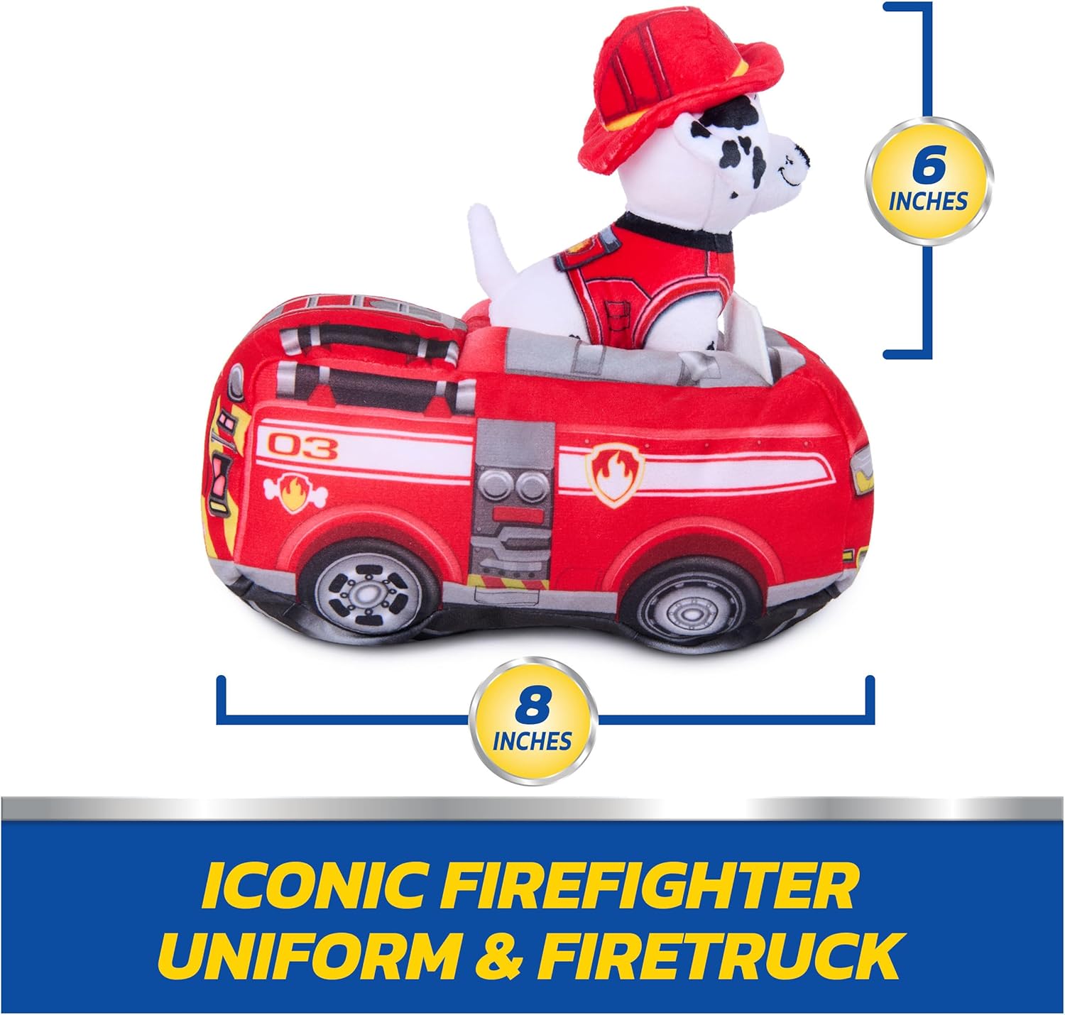 Paw Patrol Marshall 2-in-1 Vehicle Plush, 6-Inch Stuffed Animal with 8-Inch Plush Toy Firetruck, Kids Toys for Boys and Girls Ages 3 and Up