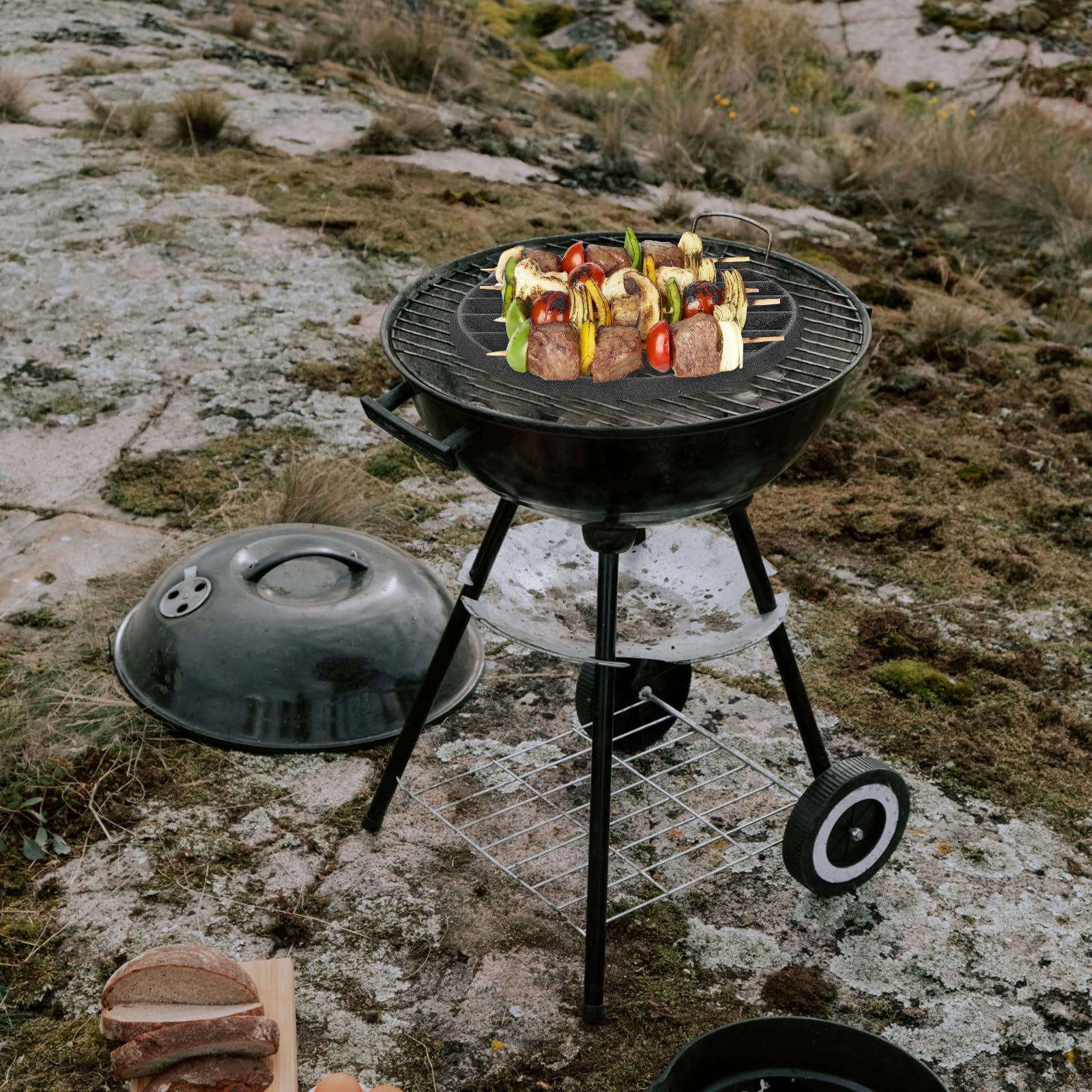 TOYANDONA Żeliwny Ruszt Kominkowy: 10-calowy Okrągły, Wytrzymały Ruszt Kominkowy, Bardzo Grube Palenisko Kempingowe, Na Drewno, Zamiennik Grilla Bbq, Rozprowadzanie Ciepła Do Grillowania Na Podwórku