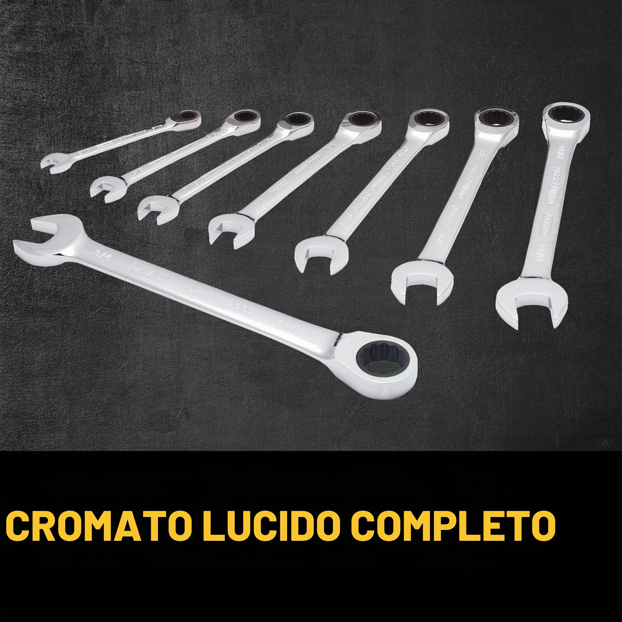 DEWALT Tough Box - Set di chiavi combinate a cricchetto SAE da 8 pezzi