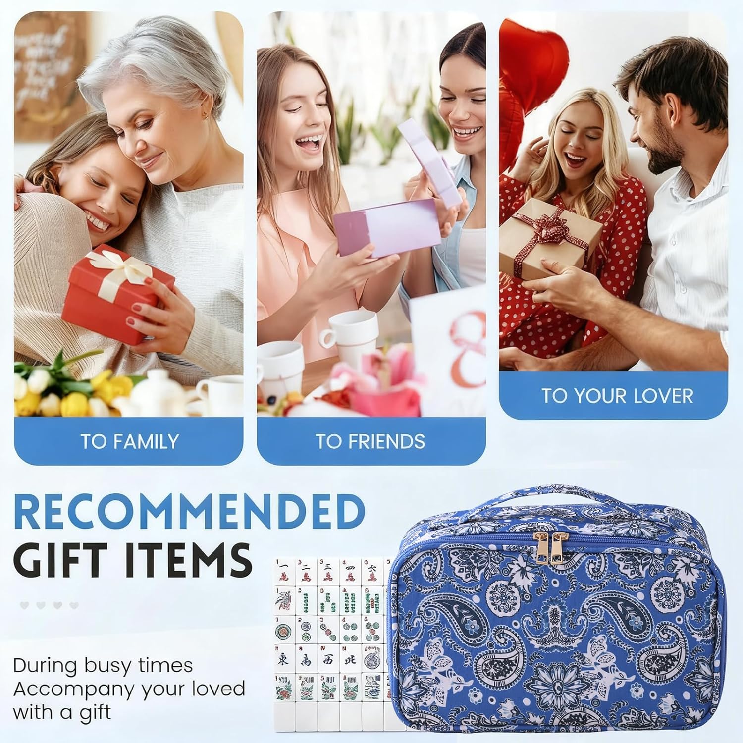 American Mahjong Tile Bag Flower Printed Empty Mahjong Case Zippered Storage Tile Holder Bag(Case Only)