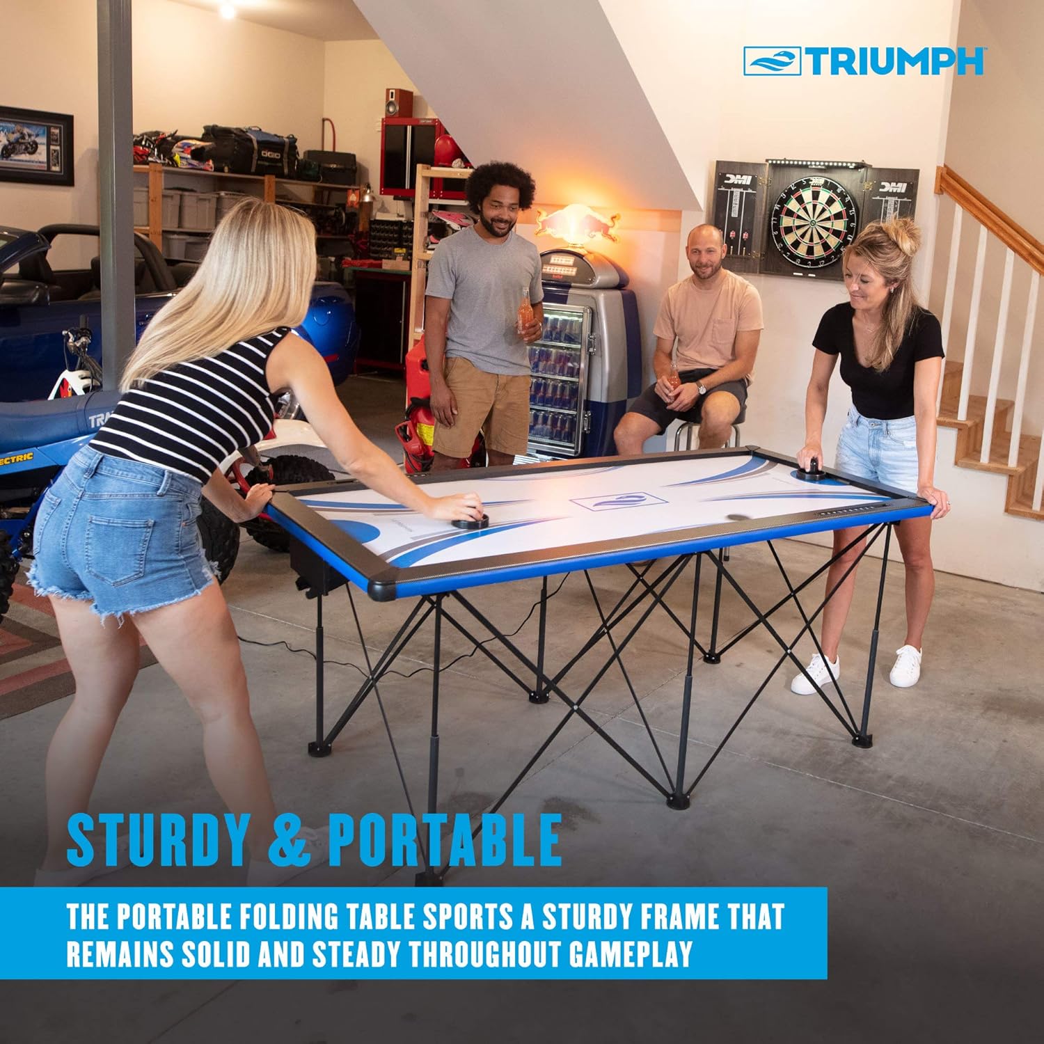 Triumph Sports 6’ Portable Pop Up Folding Air Hockey Table with Folding Legs, Instant Assembly and Accessories Included : Everything Else