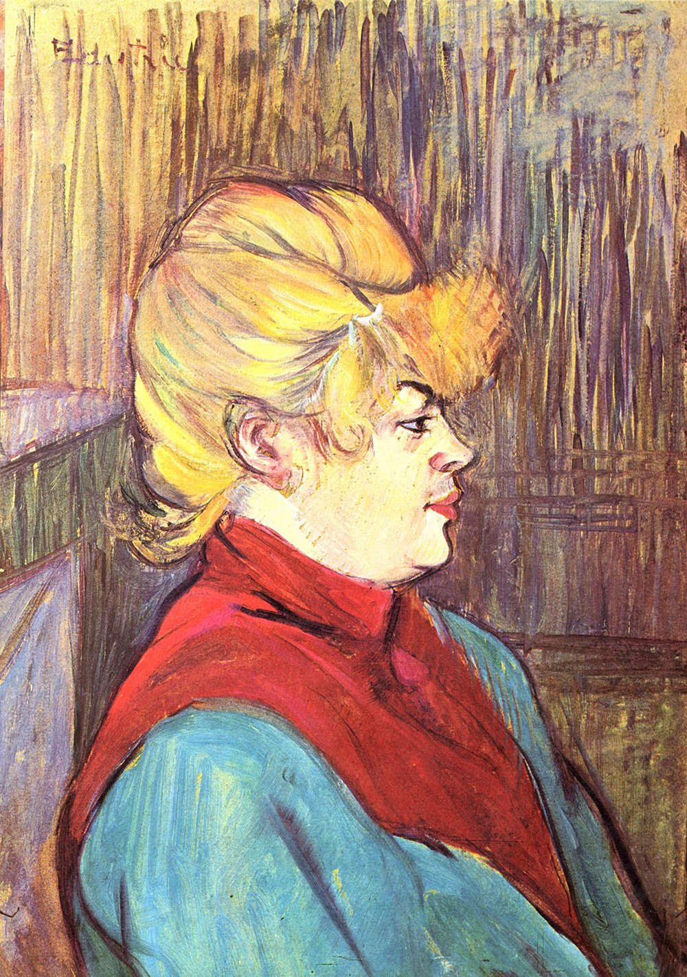 Cuadro enmarcado de Toulouse Lautrec Woman in Blue con acabado mate de archivo