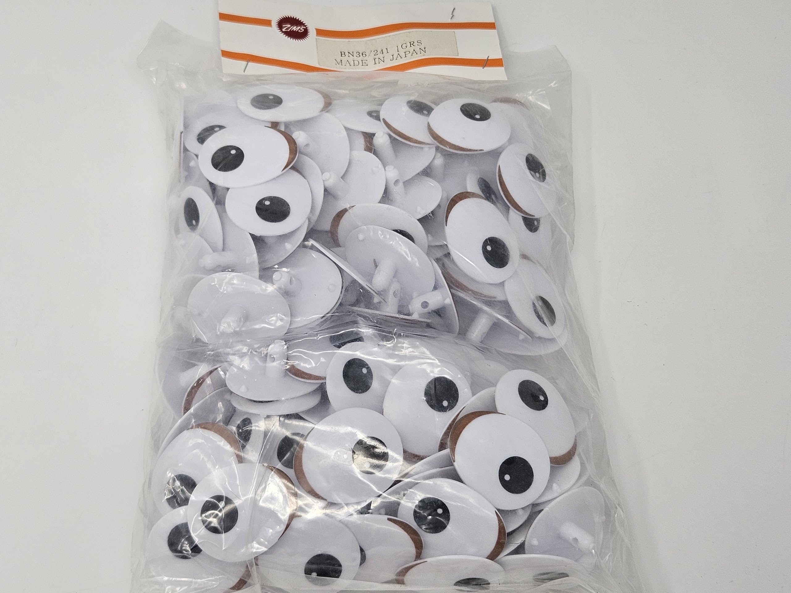 Generic Zim's 36mm x 30mm Oval with Brown Eyelid Comical Cartoon Plastic Safety Eyes for Craft Amigurumi Dolls, Toys or Puppets (Bulk Pack of 144), White, BN36-241-Bulk