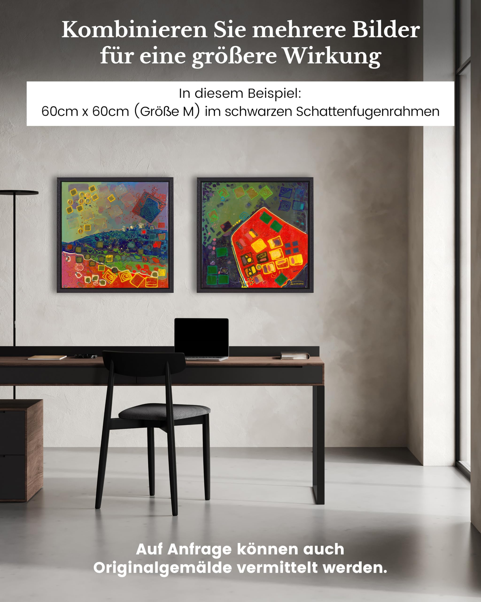 ARTbyTANNOUS® Kunstdruck Größe M I Jean Tannous Gemälde Les Fleurs 15 I Gallery Print Acryl I moderne Wandbilder I Wohnzimmer, Büro & Praxis I Jedes Bild exklusiv I Leinwand möglich