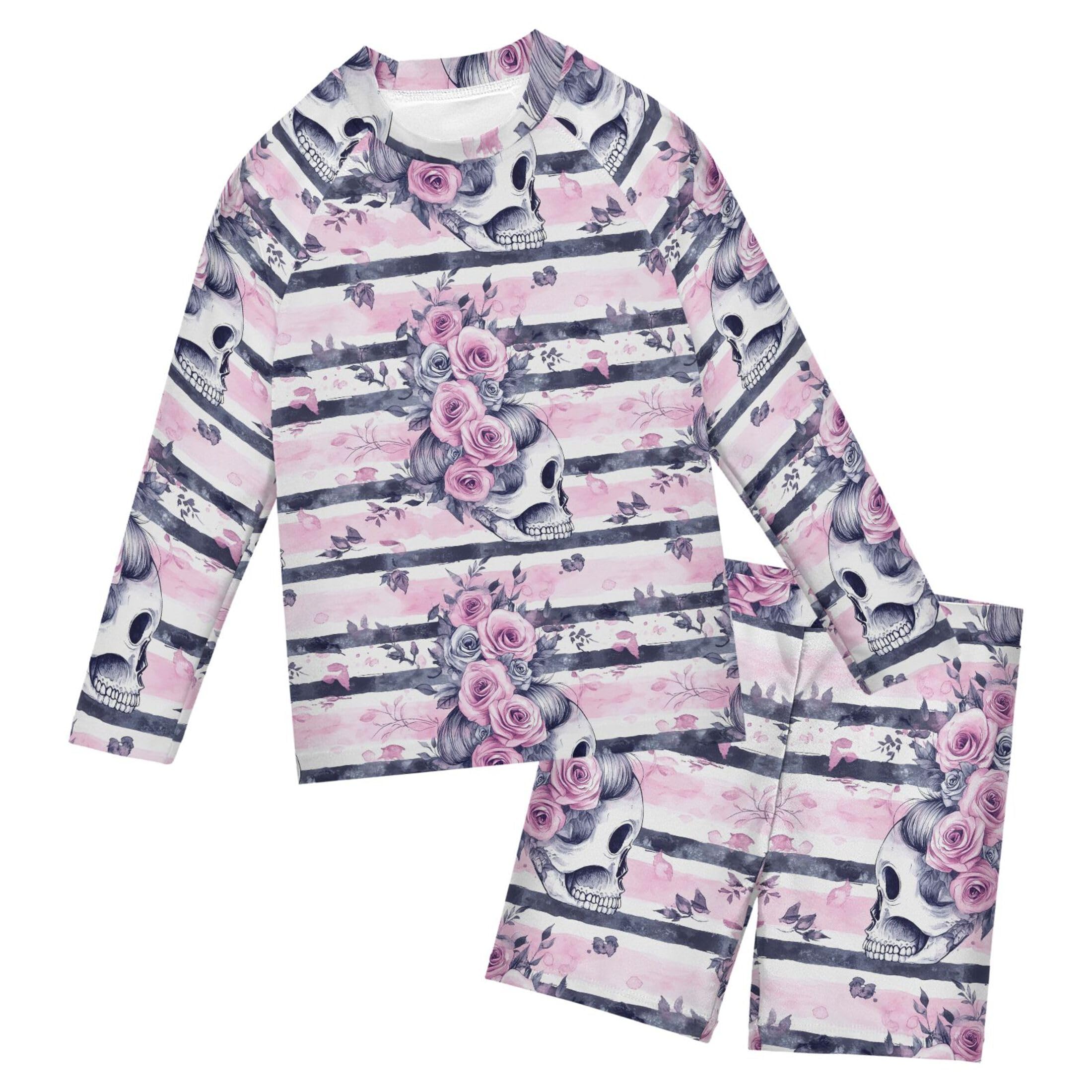 Skull Flowers Baby Boys' Toddler Long Sleeved Rashguard Swim Bathing Suit Set B0404839