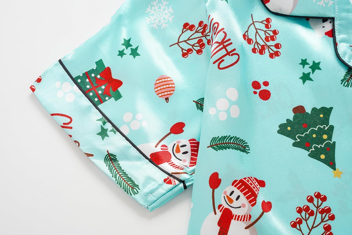 Unisex Girls Boys Kids Pajama Sets Button Down Satin Sleepwear Nighty 3PCS Silky Lounge Sets Nightwear - Image 4