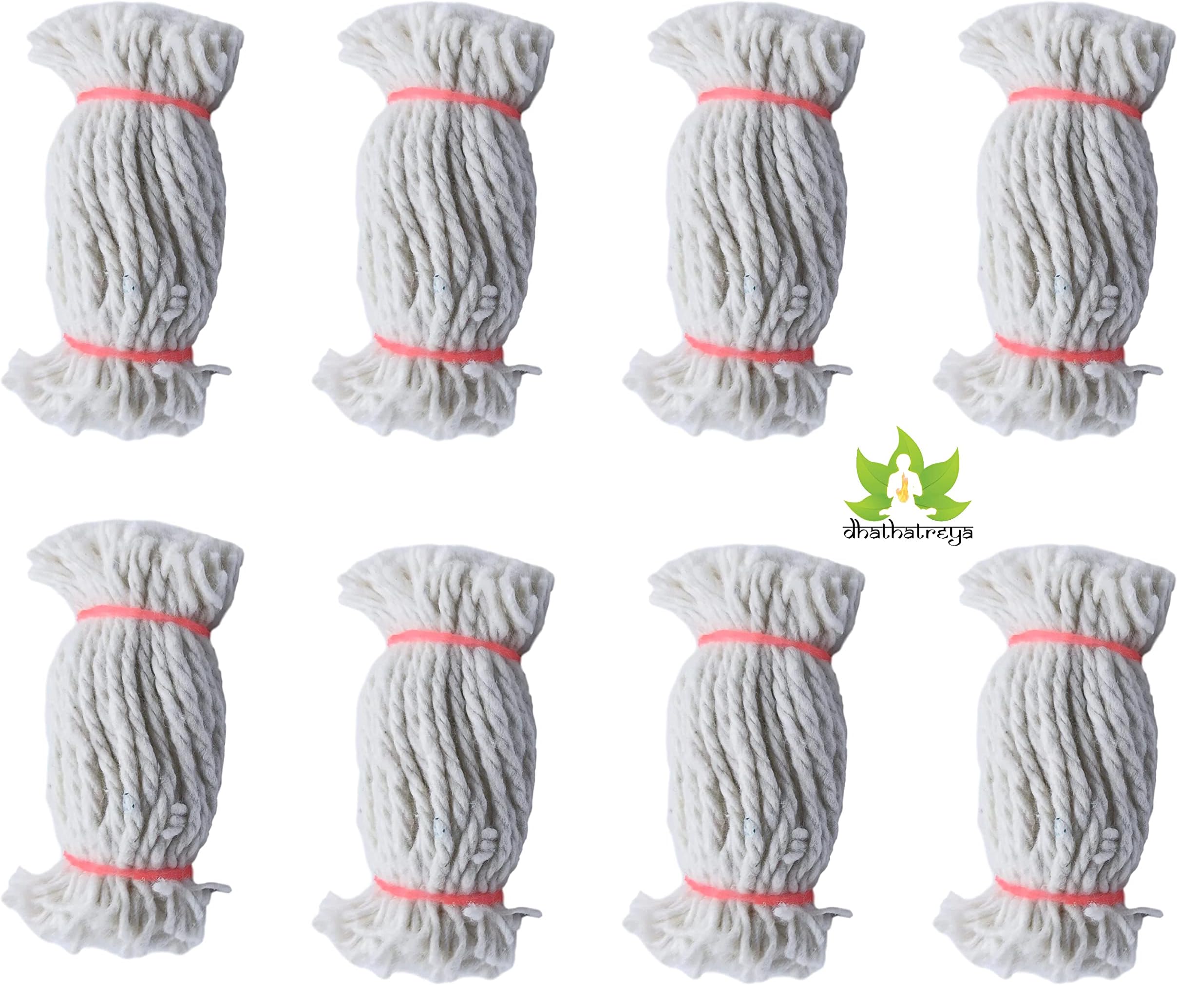 Dhathatreya Devotional Cotton Wicks Vilakku Thiri | Twisted Cotton Wicks for Daily Pooja | Panju Thiri | Batti for Aarati | Diwali Dia Wicks (Small Set of 6 (180Pcs))