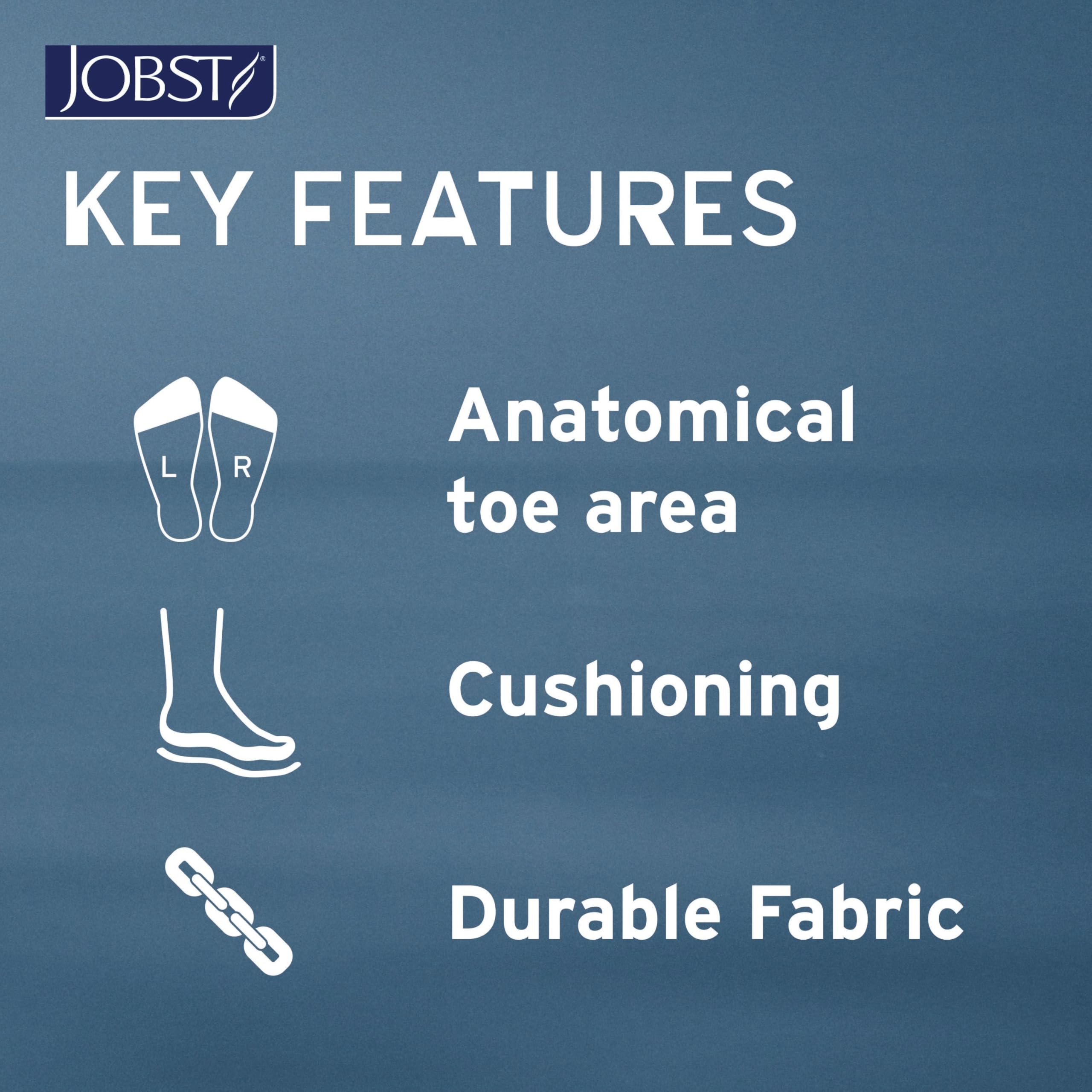 JOBST forMen Compression Socks 15-20 mmHg Knee High, with SoftFit Band, Open Toe, Navy, Medium