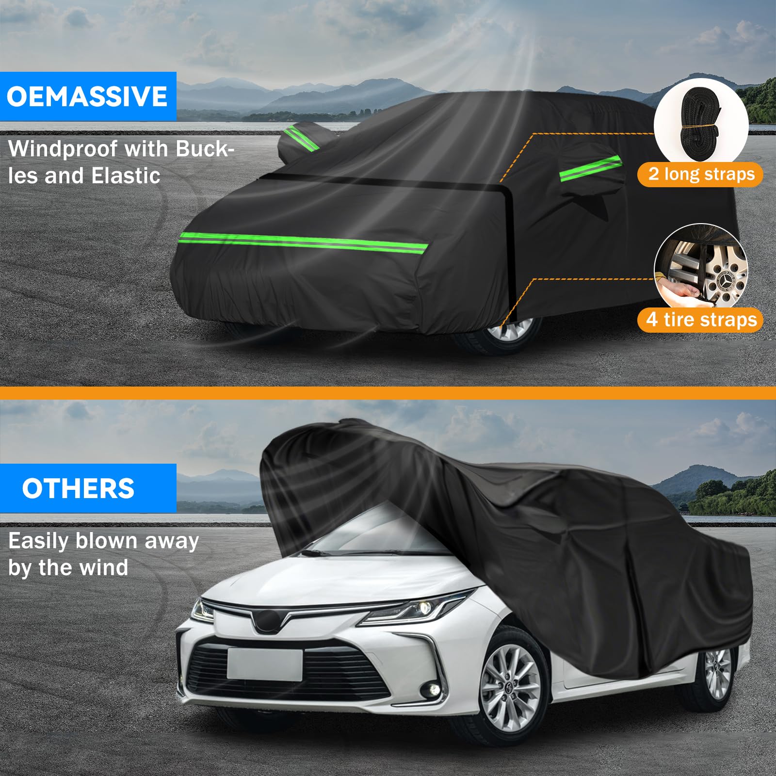 Car Cover Custom Fit for Toyota Corolla 2000-2025 Waterproof All Weather Full Exterior Cover Rain Sun Protector with — view 7