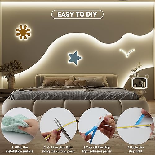 Miniatura 5 de MIWISE Tira LED COB de 20 pies20.0 ft, CRI 90+ blanco natural 4000 K de alto lúmenes, súper brillante, flexible, DC24V, cinta de luz LED, para