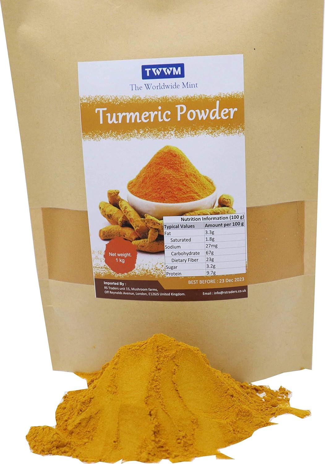 TURMERIC GROUND POWDER HALDI POWDER COOKING INDIAN SPICES - 1 Kg