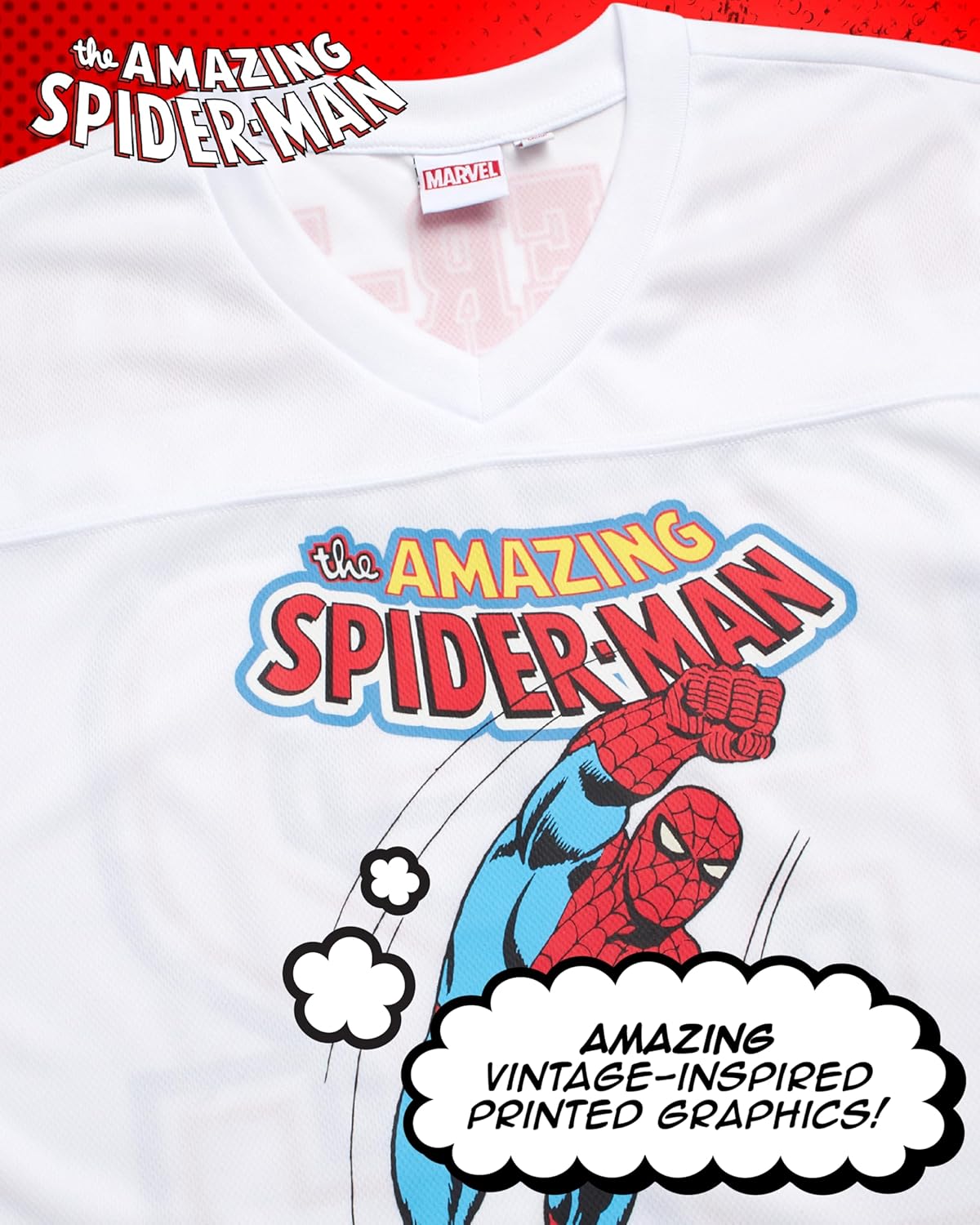 Marvel Spider-Man Womens Graphic Tees - Cropped Baby Tee, Tank Top, and Full Length Crewneck Retro Graphic Shirts for Women