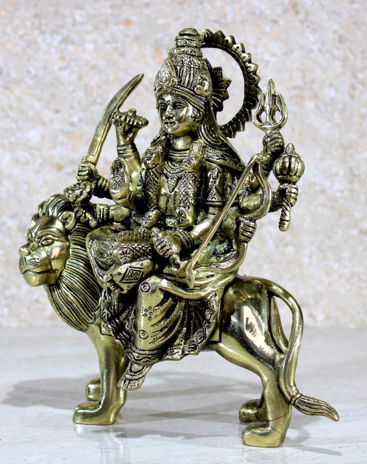 ESPLANADE Statua in ottone Maa Durga Mata Rani idolo per casa Mandir (21,5 cm)