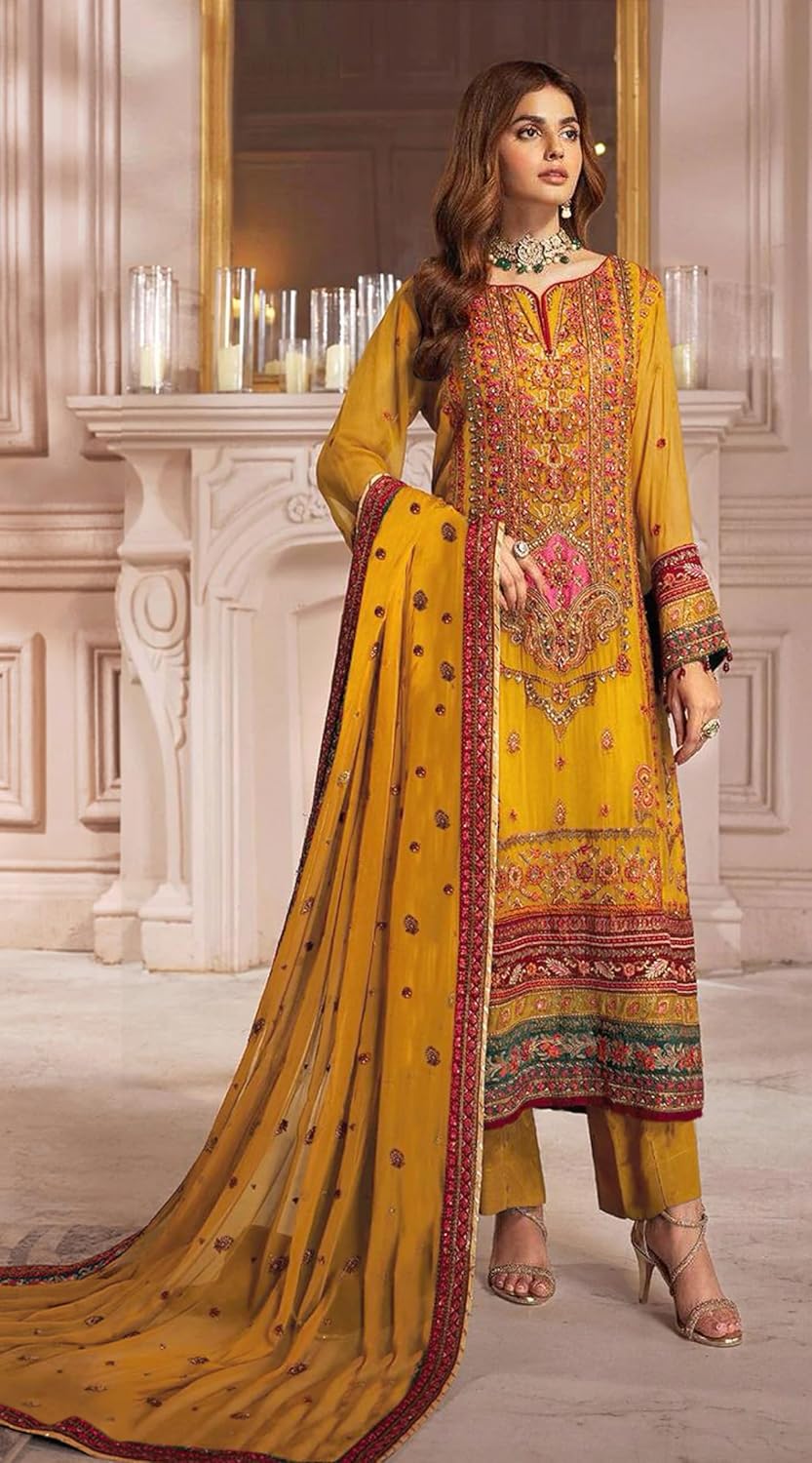 STELLACOUTURE インディアン パキスタン サルワール カミーズ スーツ プレタポルテ 刺繍 プラスサイズ 女性向け イー