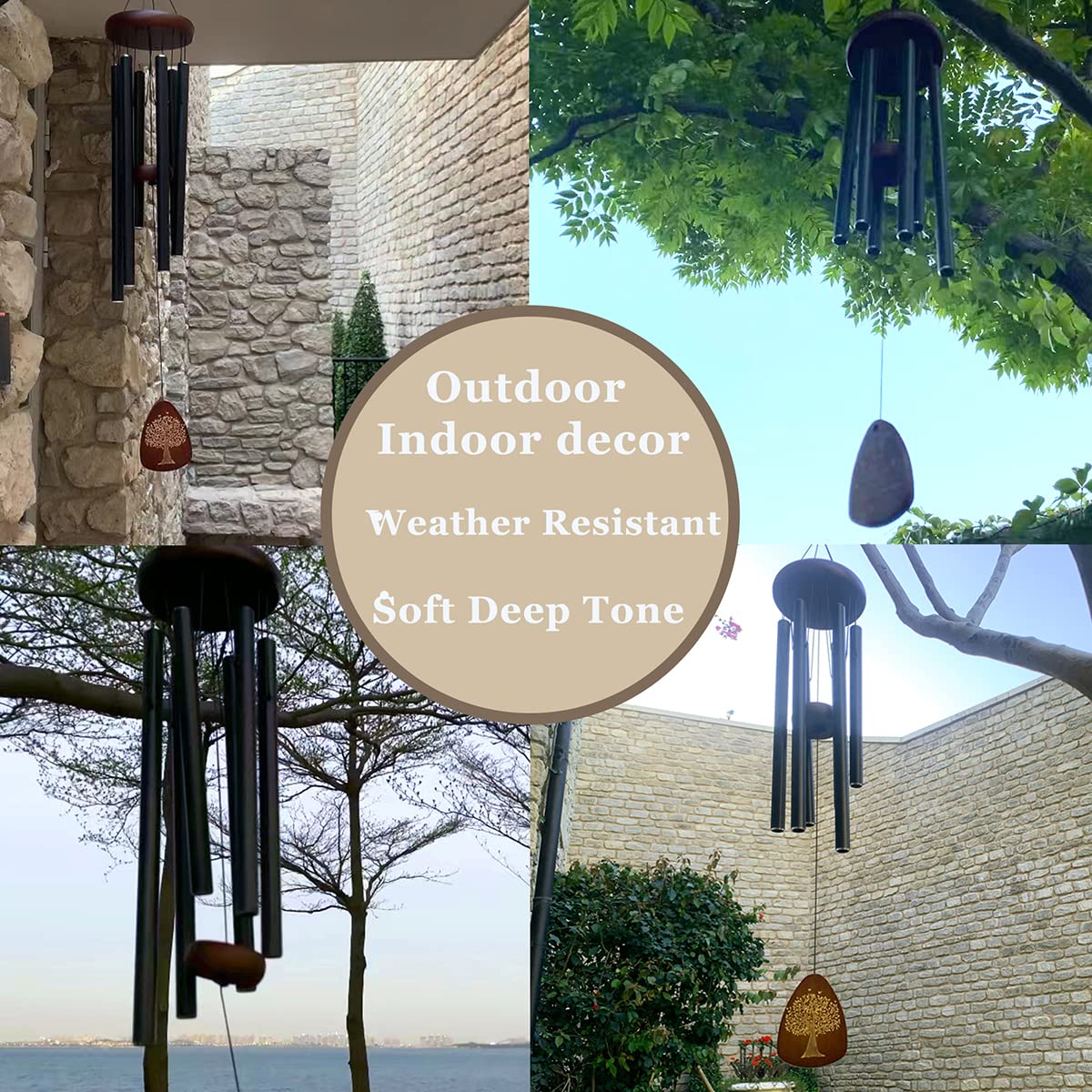 Gedenk-Windspiel Für Verstorbene Angehörige - 101,6 Cm, Mit Baum Des Lebens Motiv, Kupfer