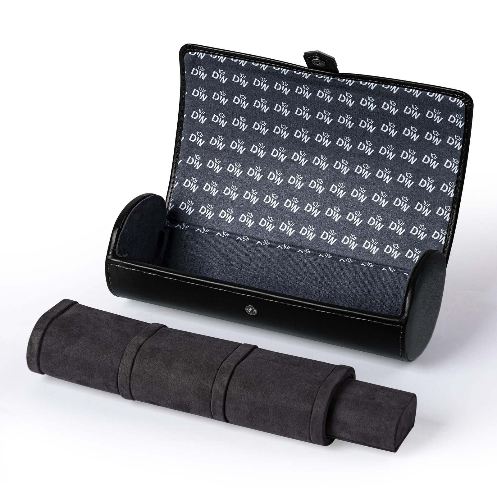 XTELARY Rouleau de montre pour 3 montres - Étui de voyage avec coussin amovible pour homme et femme - Vitrine en cuir pour collection de montres et cadeau d'anniversaire - Noir