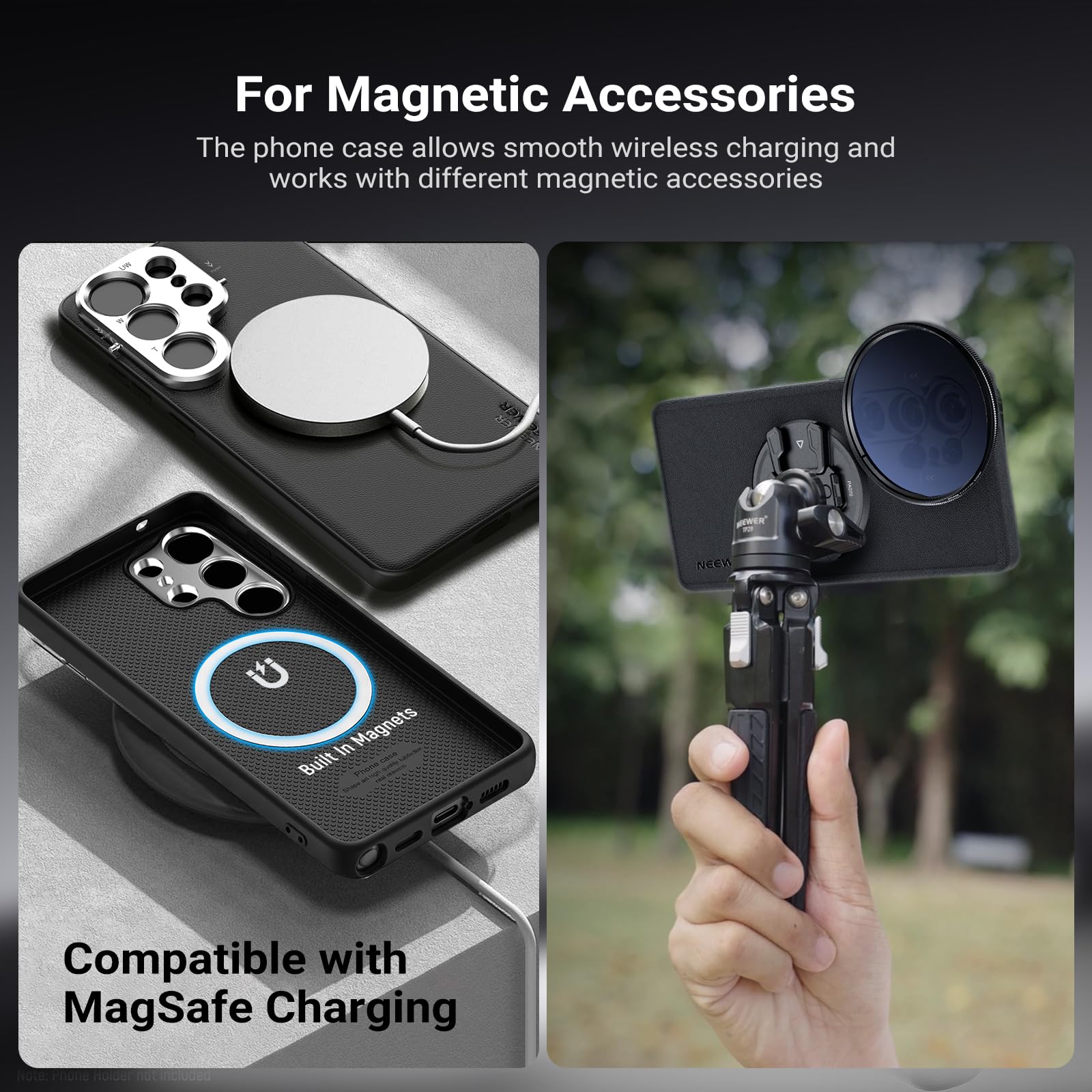 NEEWER Etui na telefon komórkowy S26 Ultra, modułowe etui ochronne z uchwytami na obiektyw 17 mm i pierścieniem filtrującym 67 mm, kompatybilne z Samsung Galaxy S26 Ultra MagSafe Qi i akcesoriami