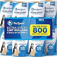 Vista 13 de PetLovers Juego de Rodillos de Pelusa Extra Adhesivos de Gran Valor 600 Hojas para la Remoción de Pelo de Mascotas, Removedor de Pelusa para Perros