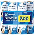 PetLovers Extra Sticky Lint Roller Mega Value Set for Pet Hair Removal, Dog and Cat Lint Remover (8 Pack Refills)