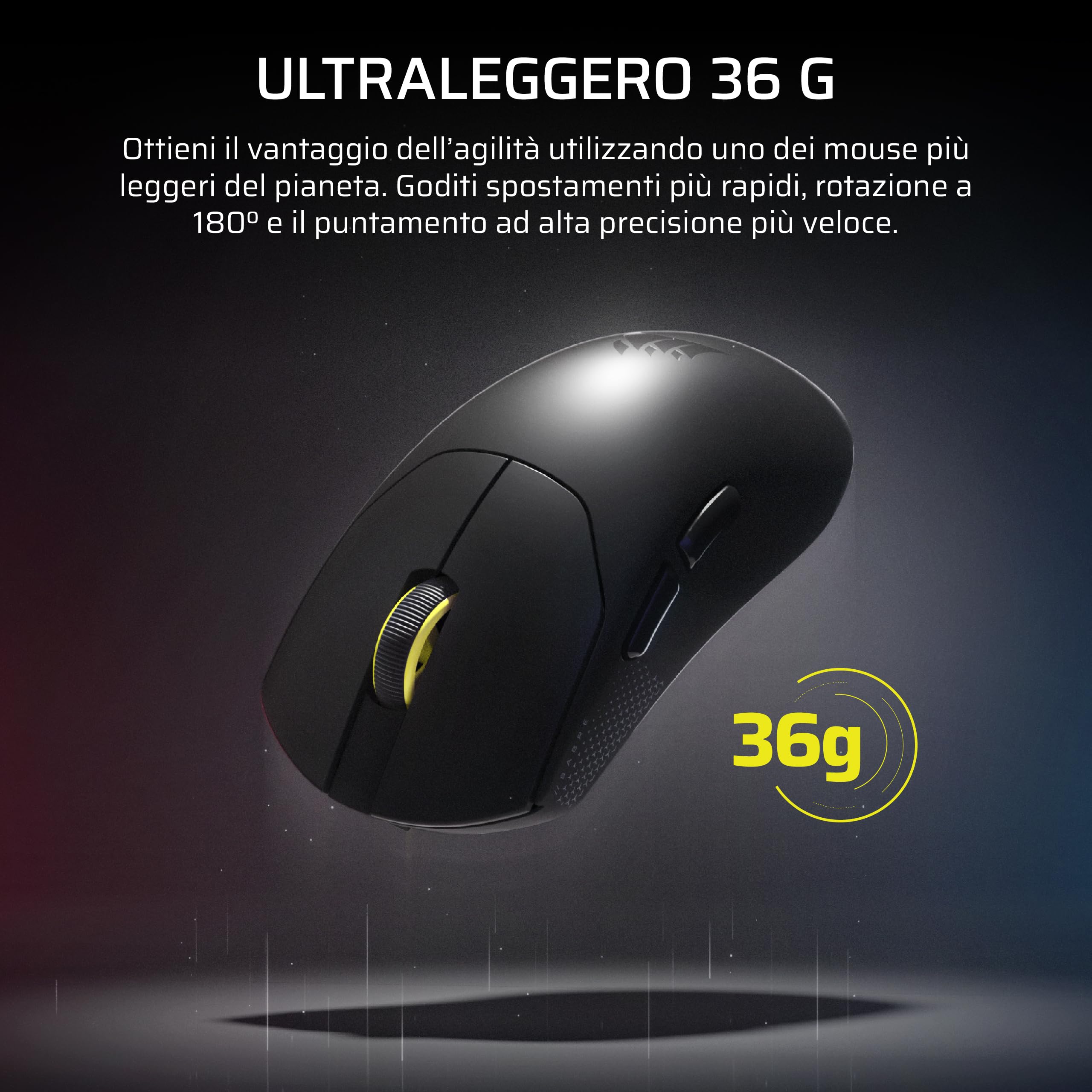 Corsair SABRE v2 PRO Ultraleggero Wireless FPS Mouse Gaming - 33.000 DPI, 36g di Peso, 8.000Hz Hyper-Polling, Interruttori Meccanici, Fino a 70 Ore di Durata della Batteria Wireless - Bianco