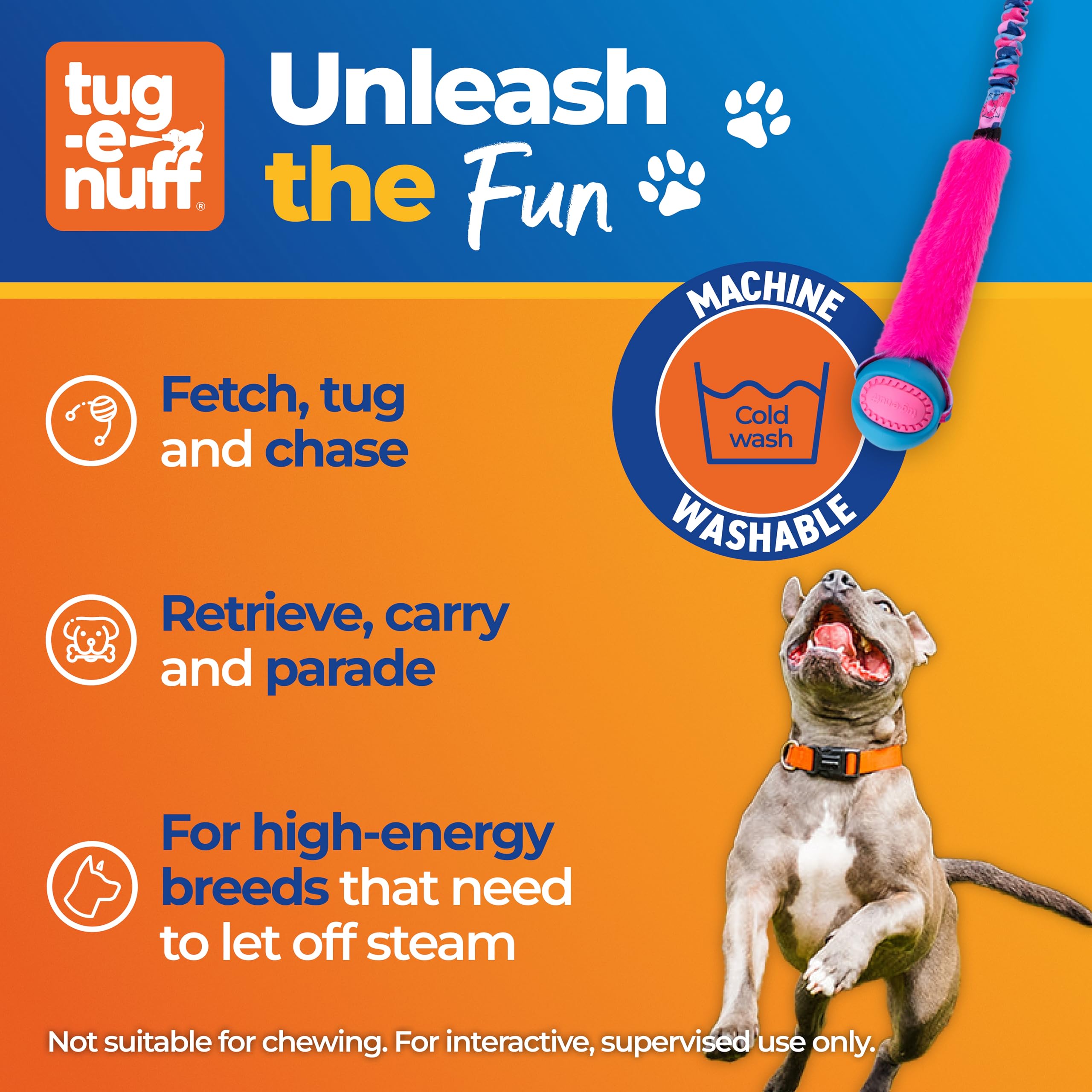 Tug-E-Nuff - Fauxtastic PowerBall Bungee | Giocattolo elastico resistente per cani | Ideale per addestramento interattivo del cane e cani di tutte le età | Realizzato in resistente pelliccia sintetica