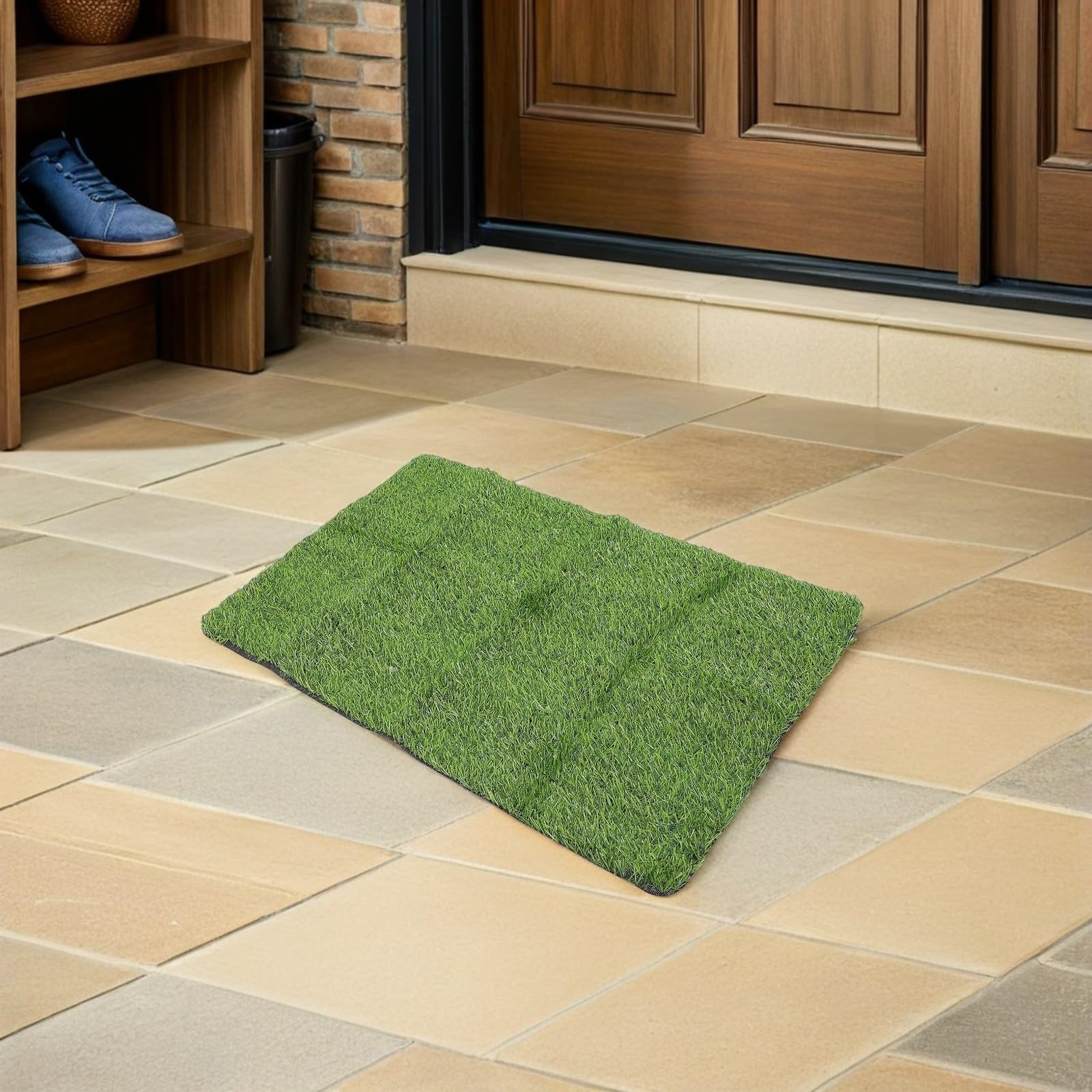 CLISPEED Lot de 2 Tapis de Porte en Pelouse Artificielle 50X80 CM pour Entrée et Cour Usage Intérieur et Extérieur