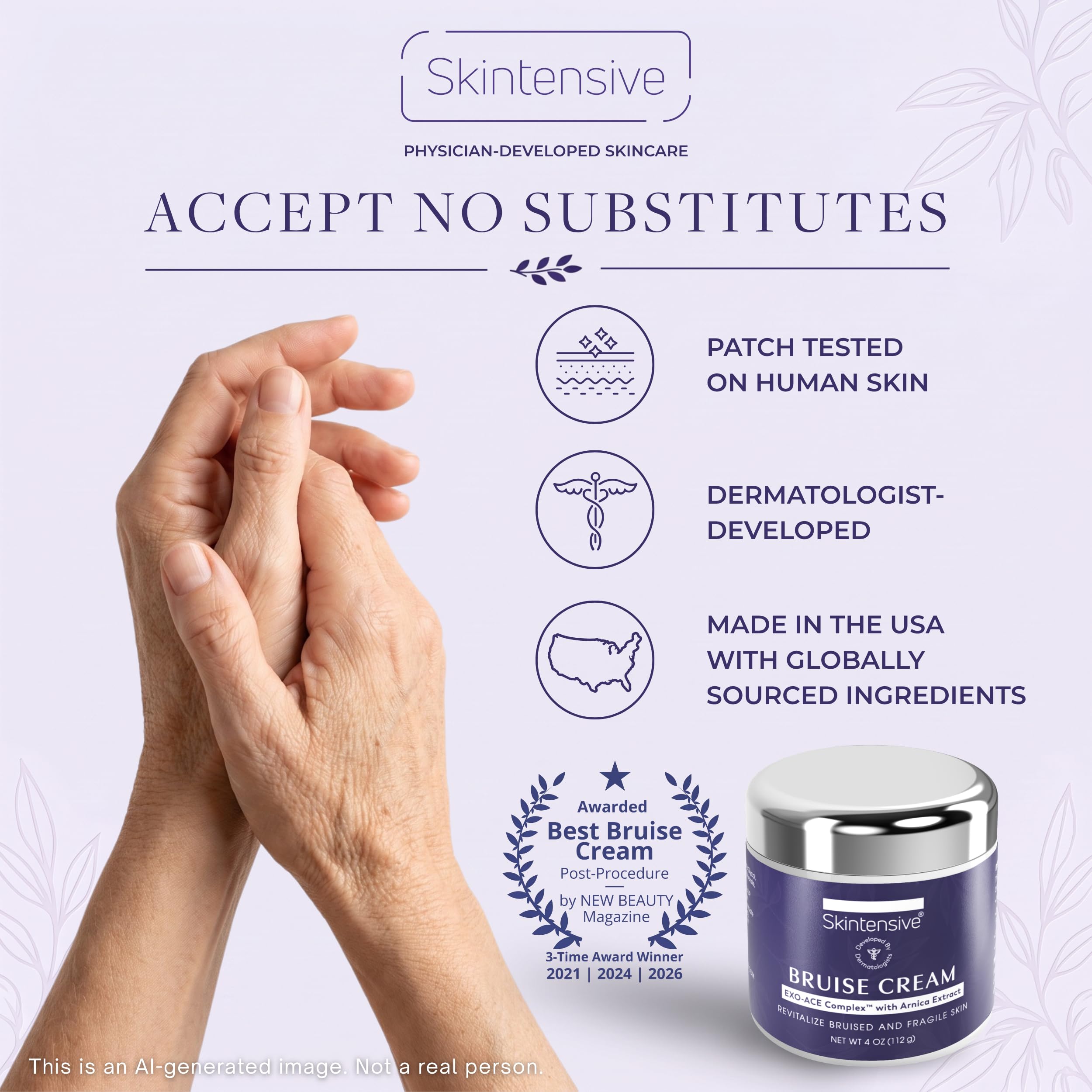 SKINTENSIVE Arnica Bruise Cream for Thin Skin – Vitamin K Cream for Bruises & Skin Discoloration, Moisturizing Arnica Cream, Non-Greasy Formula, 4 Oz — Amazon image 3