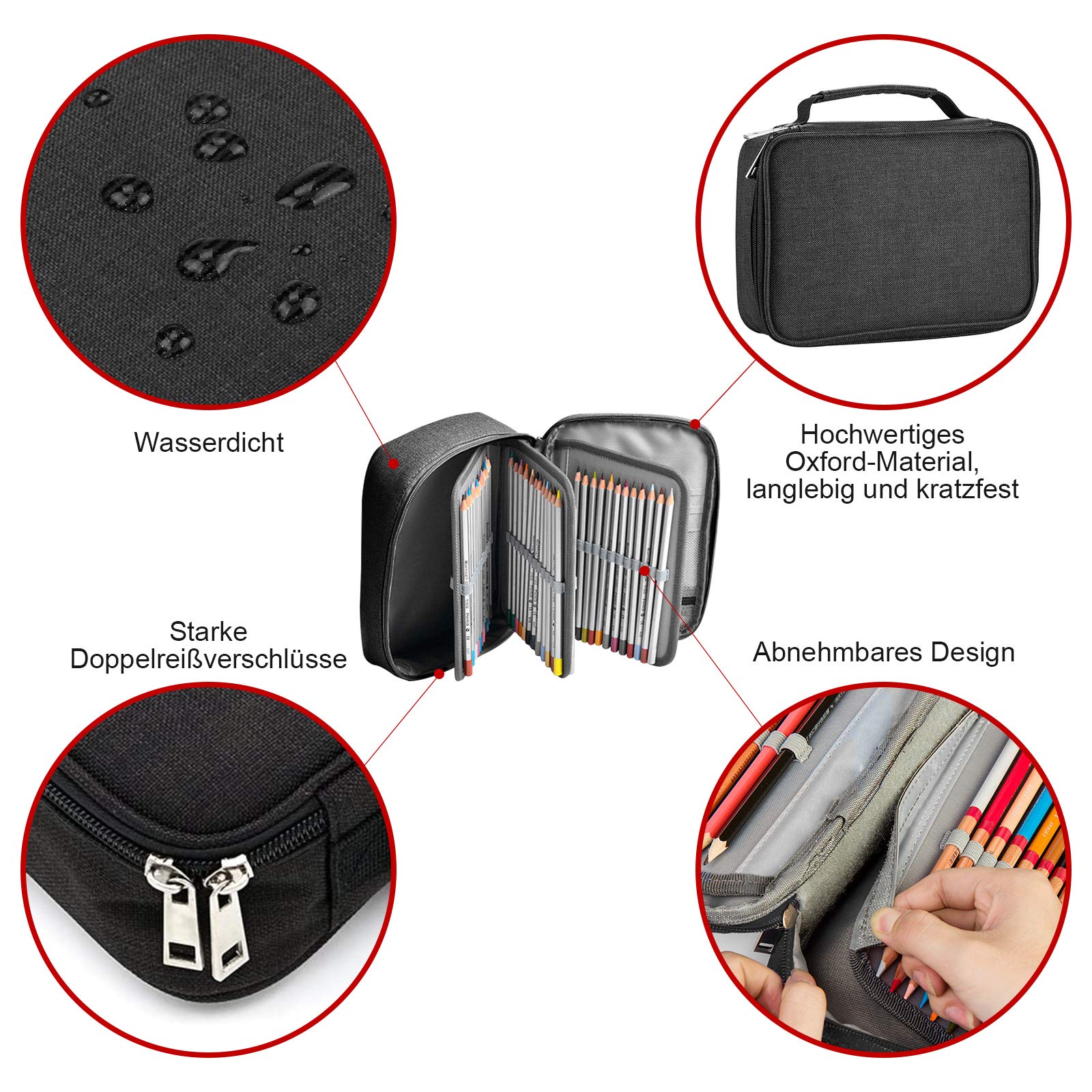 AMGOMH 72 Slot Astuccio Matite Ampia Capacità Porta Penne Tasca